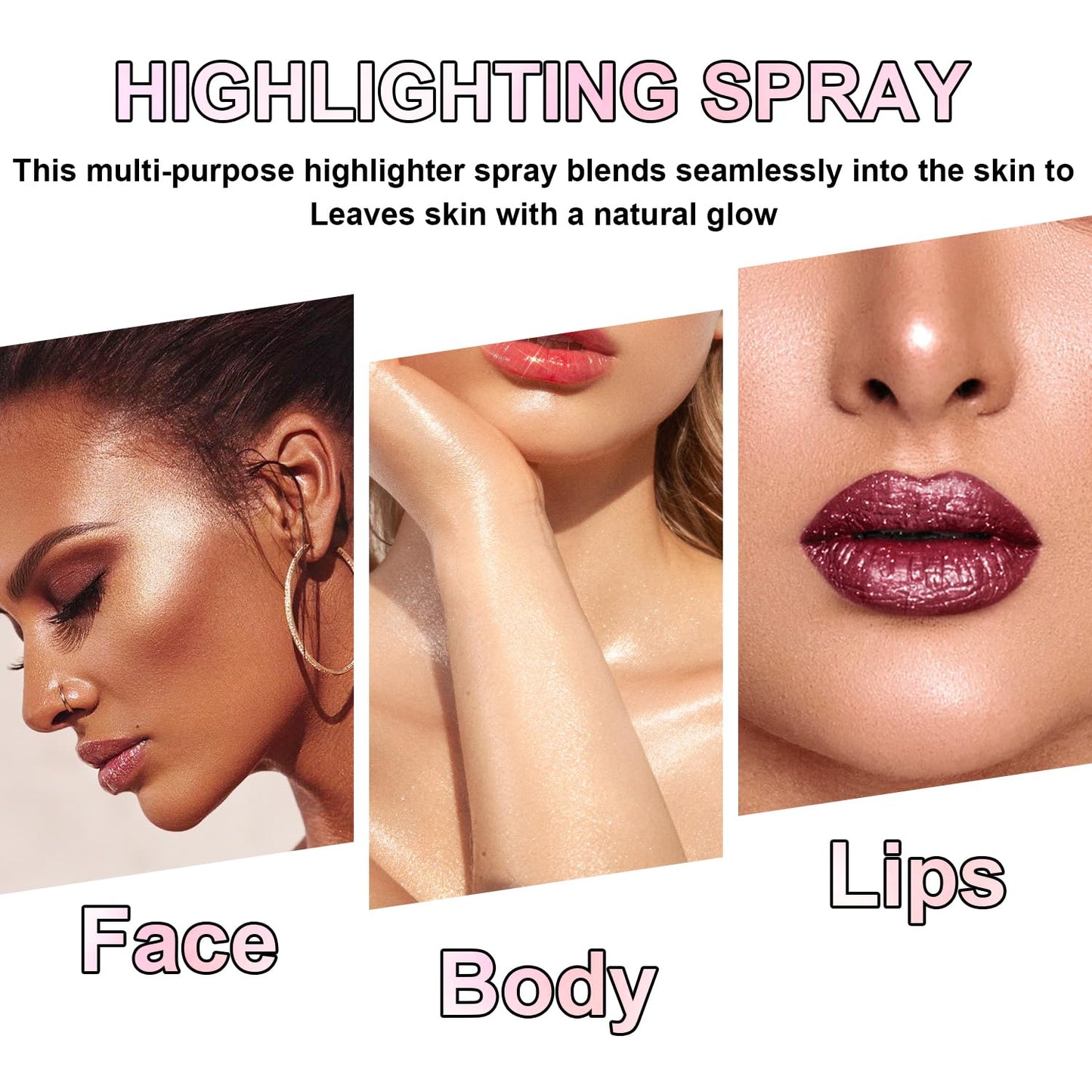 Hair and Body Glitter Spray, Holographic Glitter Highlighter Powder, Face Body Clothes Shiny Glitter, Loose Shimmer Hairspray Festival Rave Prom Accessories (Gold)