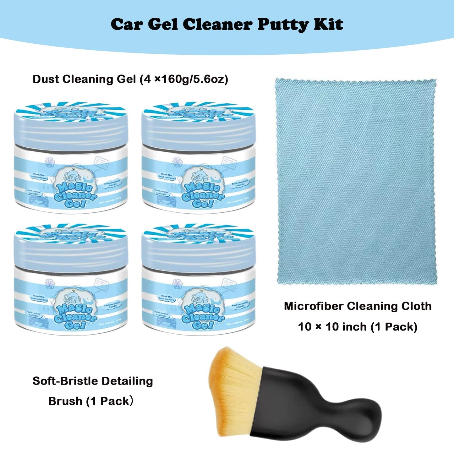 SURVART Car Cleaning Putty 4 Pack Cleaning Gel for Car Interior Reusable Vent Cleaner Kit Long-Lasting Keyboard Slime Cleaner Detailing Putty for Dust Removal (5.6oz/pcs)