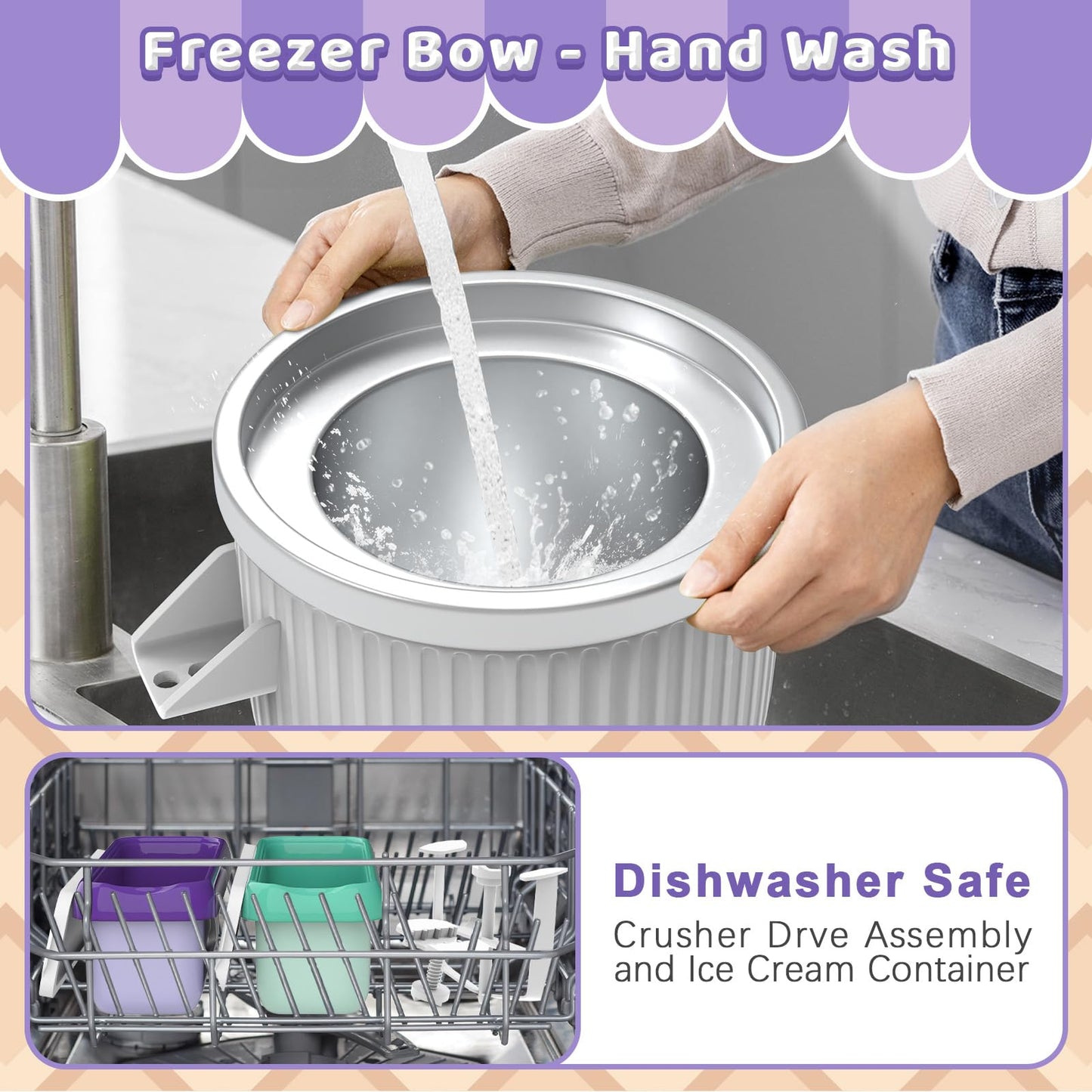 Ice Cream Maker Food Processor Accessories Compatible with Kitchenaid 4.5 and Larger Stand Mixers,2 Quart Frozen Yogurt & Sorbet Gelato Maker for Kitchenaid,Ice Cream Containers for homemade ice cream