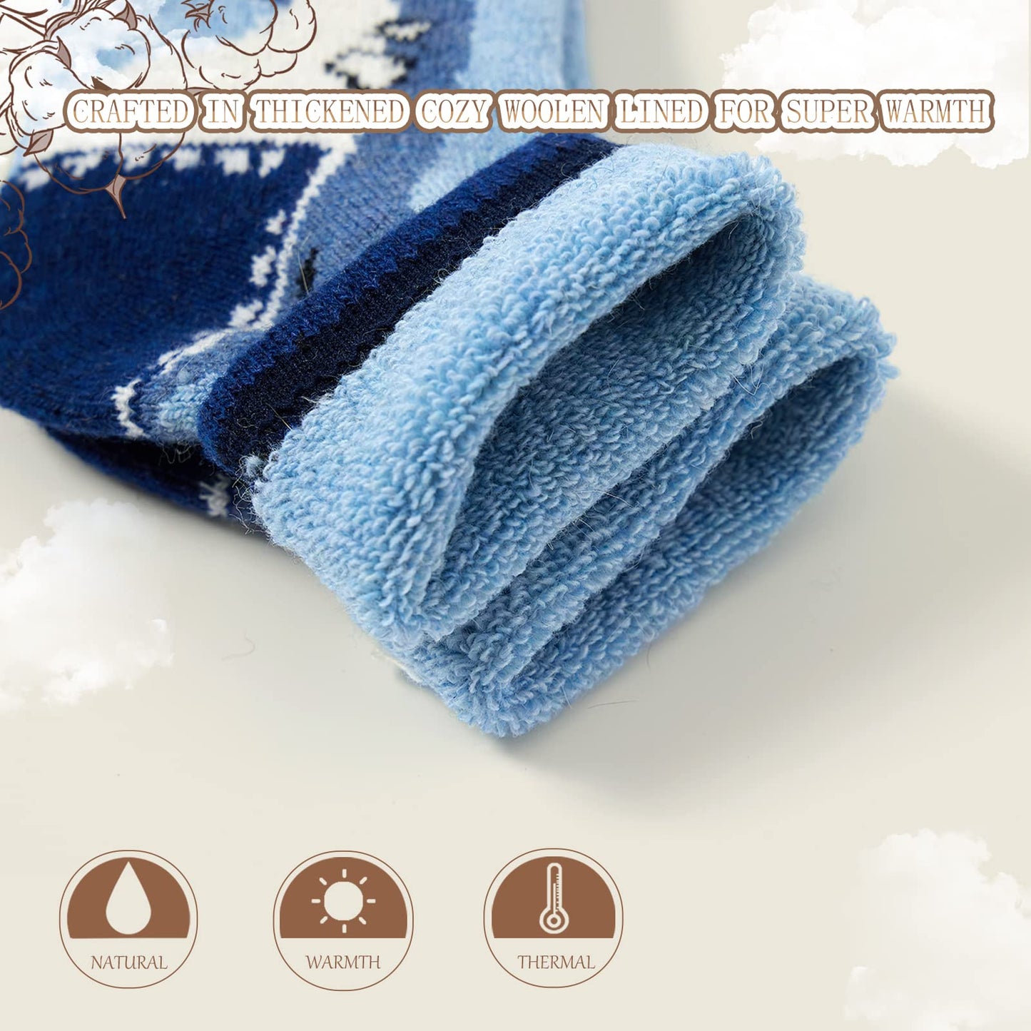 Boys Wool Socks Kids Thick Winter Socks Thermal Crew Socks for Boys 6 Pairs Big Sharks Size 6-8 Years