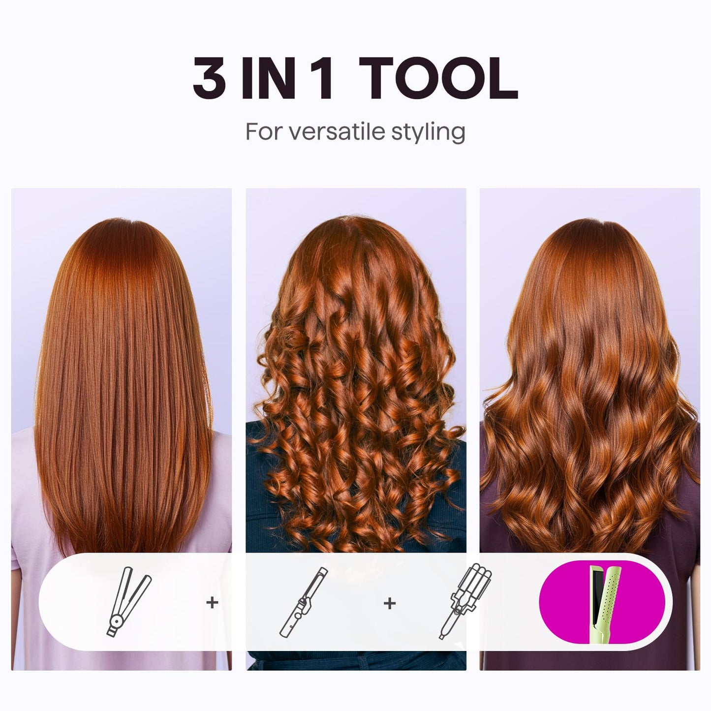 Wavytalk Airflow Styler Curling Iron, Cool Curl, 360° Cool Air Lock in Style for Lasting Curls, Reduces Damage, 2 in 1 Hair Straightener and Curler, 1 Inch, Anti-Scald for Short Long Hair, Green