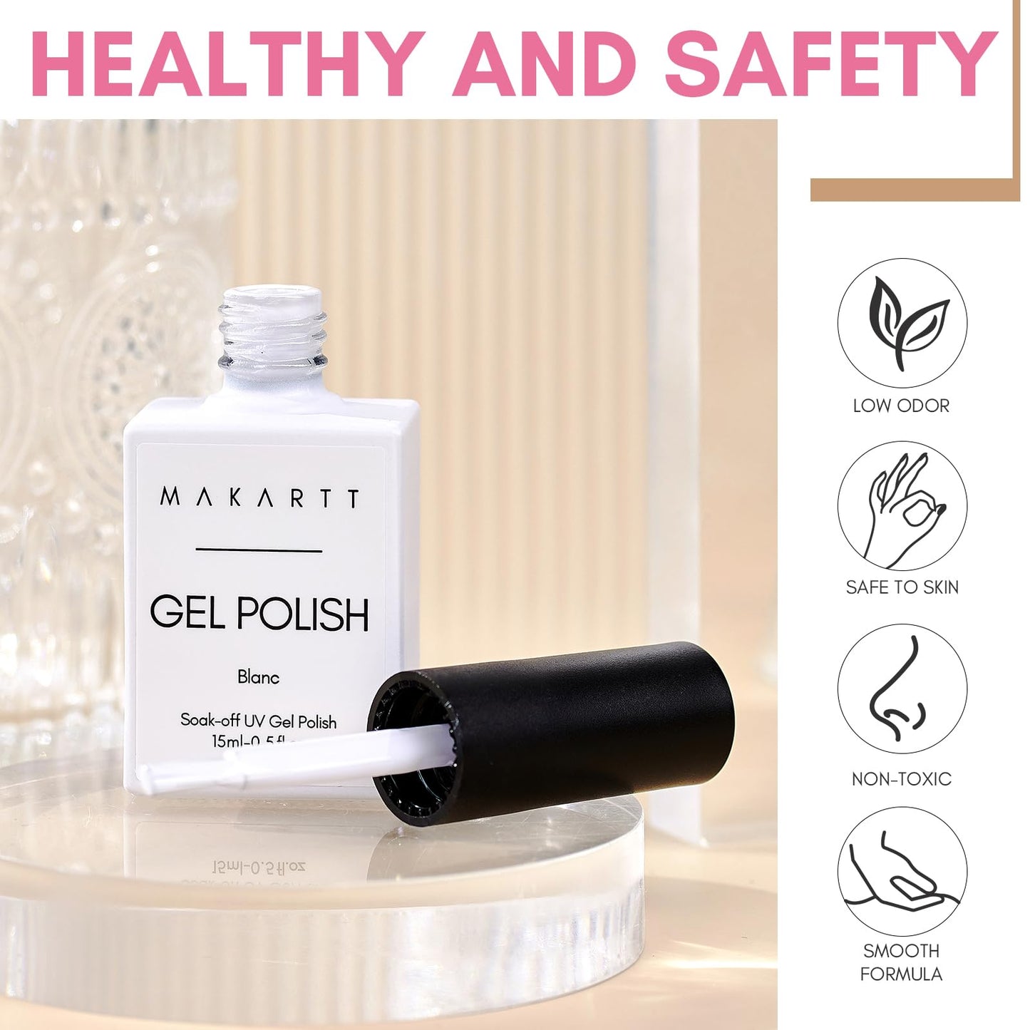 Makartt White Gel Nail Polish 15ml, Soak Off Blanc Gel for UV LED Light, DIY Nail Art, Manicure Designs, Salon & Home Use, Long Lasting and Easy Application