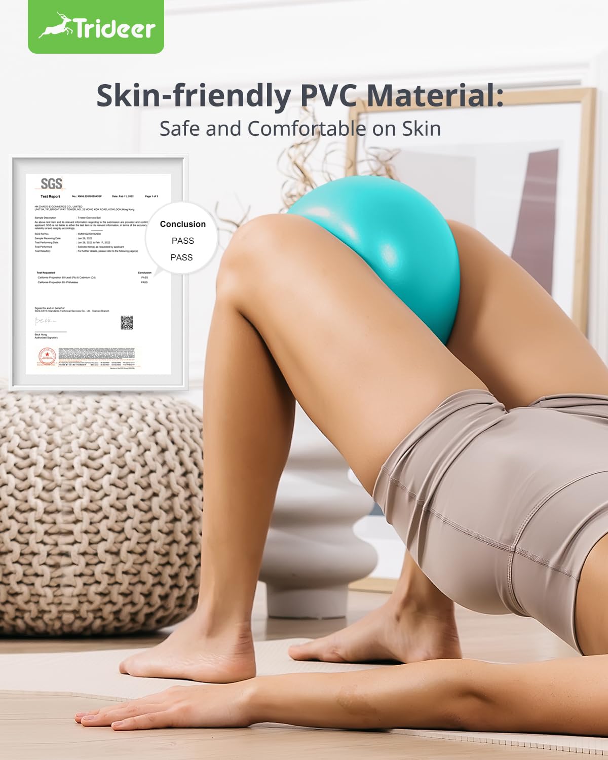 Trideer Pilates Ball 9 Inch Core Ball, Small Exercise Ball with Exercise Guide Barre Ball Mini Yoga Ball for Pilates, Yoga, Core Training, Physical Therapy, Balance, Stability, Stretching (Turkis)