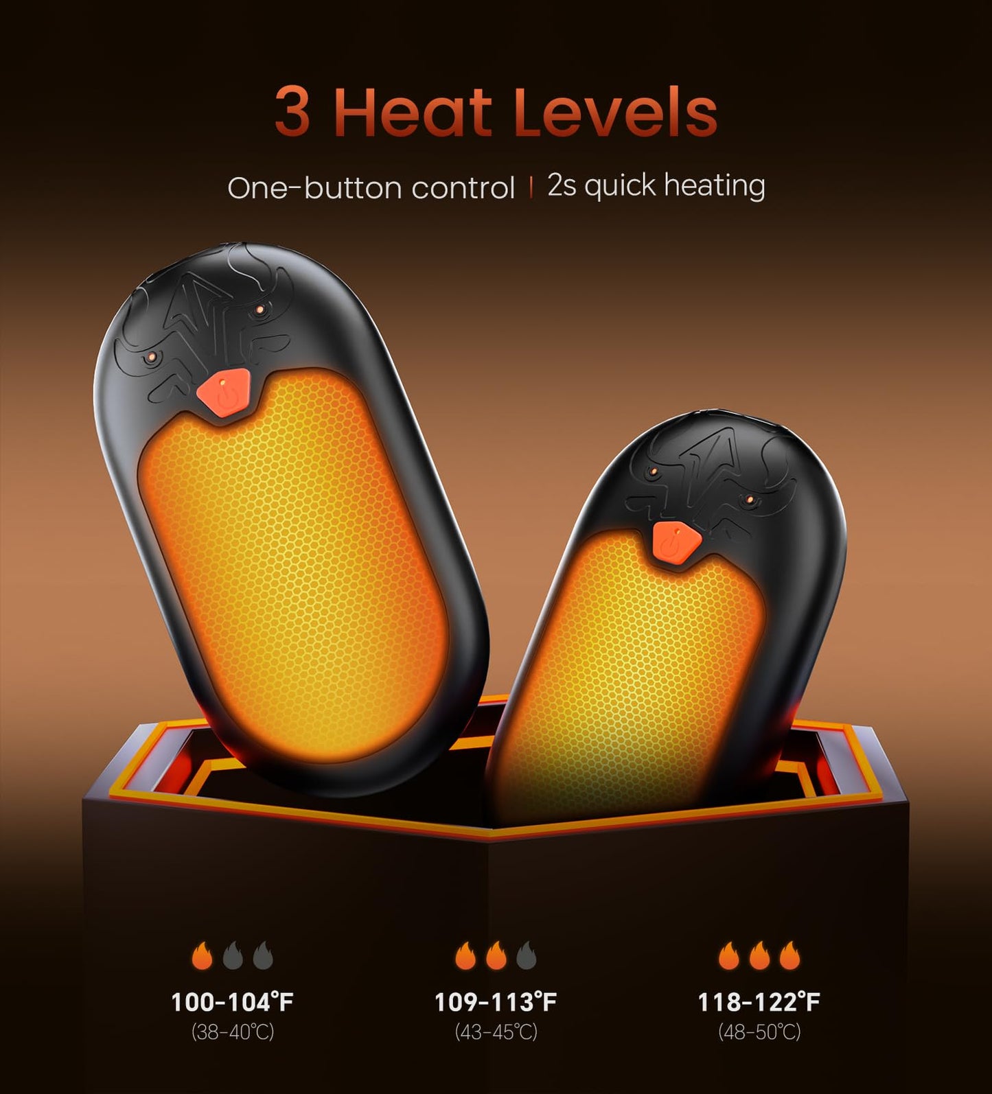 8000mAh Rechargeable Hand Warmers 2 Pack, 24Hrs Long Heating Electric Hand Warmers, Magnetic Portable Handwarmers with 3 Heat Settings, Gifts for Men, Women, Camping, Hunting, Golf, Football