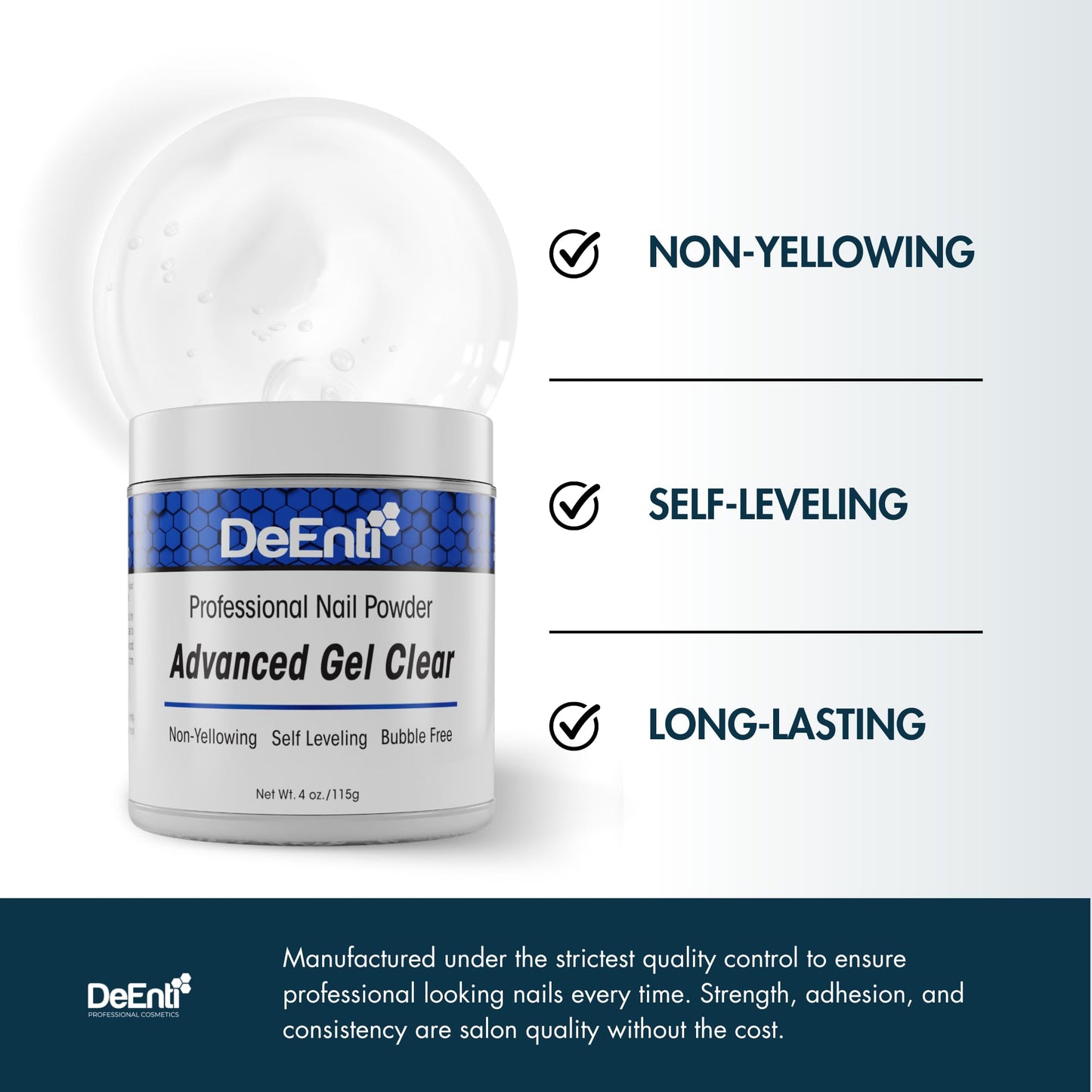 DeEnti Acrylic Nail Powder, 4oz Crystal Clear Acrylic Powder Dip for Nails, Long Lasting Salon Quality, Bubble Free Professional Manicures, Fake Nails, Carving & Extensions