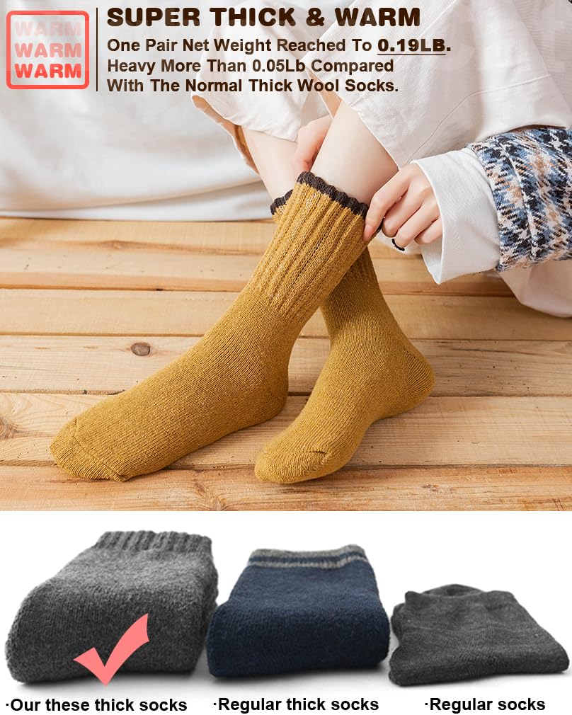 IIG 5 Pairs Womens Cute Fashion Knit Wool Socks Thick Warm Winter Crew Socks Gifts for Women (Super thick 03-5 pairs)