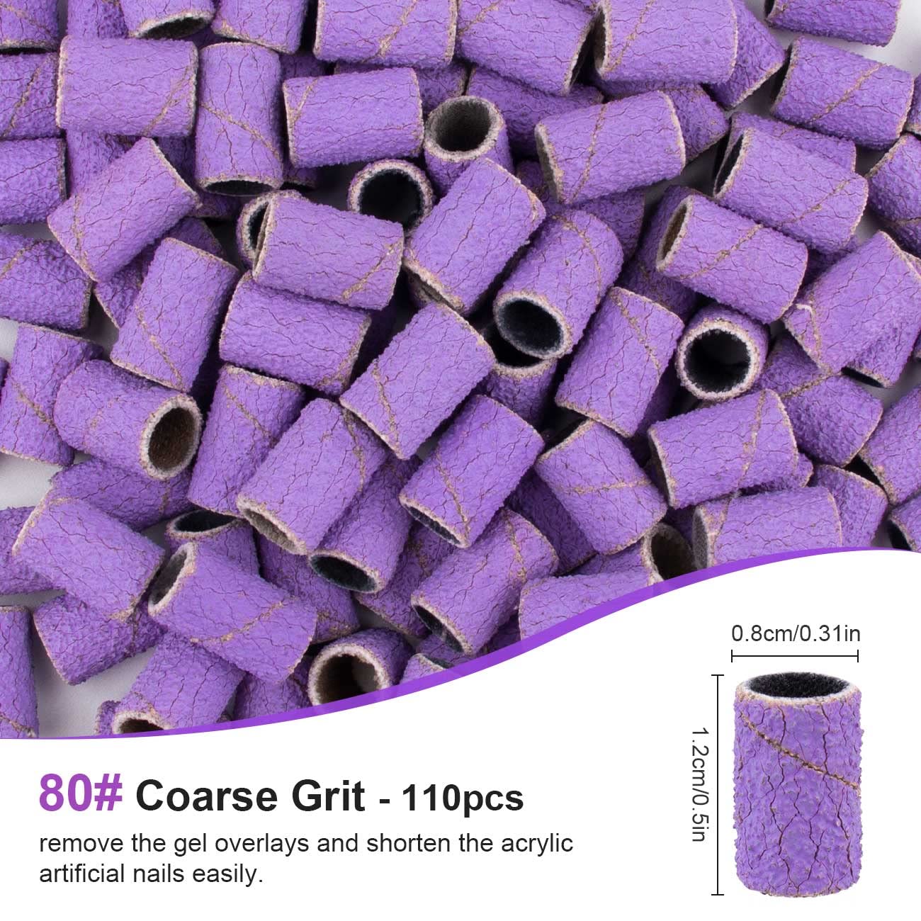 Rolybag Sanding Bands for Nail Drill Sanding Bands#80#150#240 Grits 330 Pcs Colorful Coarse Fine Nail Sanding Bands 2Pcs Nail Drill Bits 3/32" Mandrel Bits Set