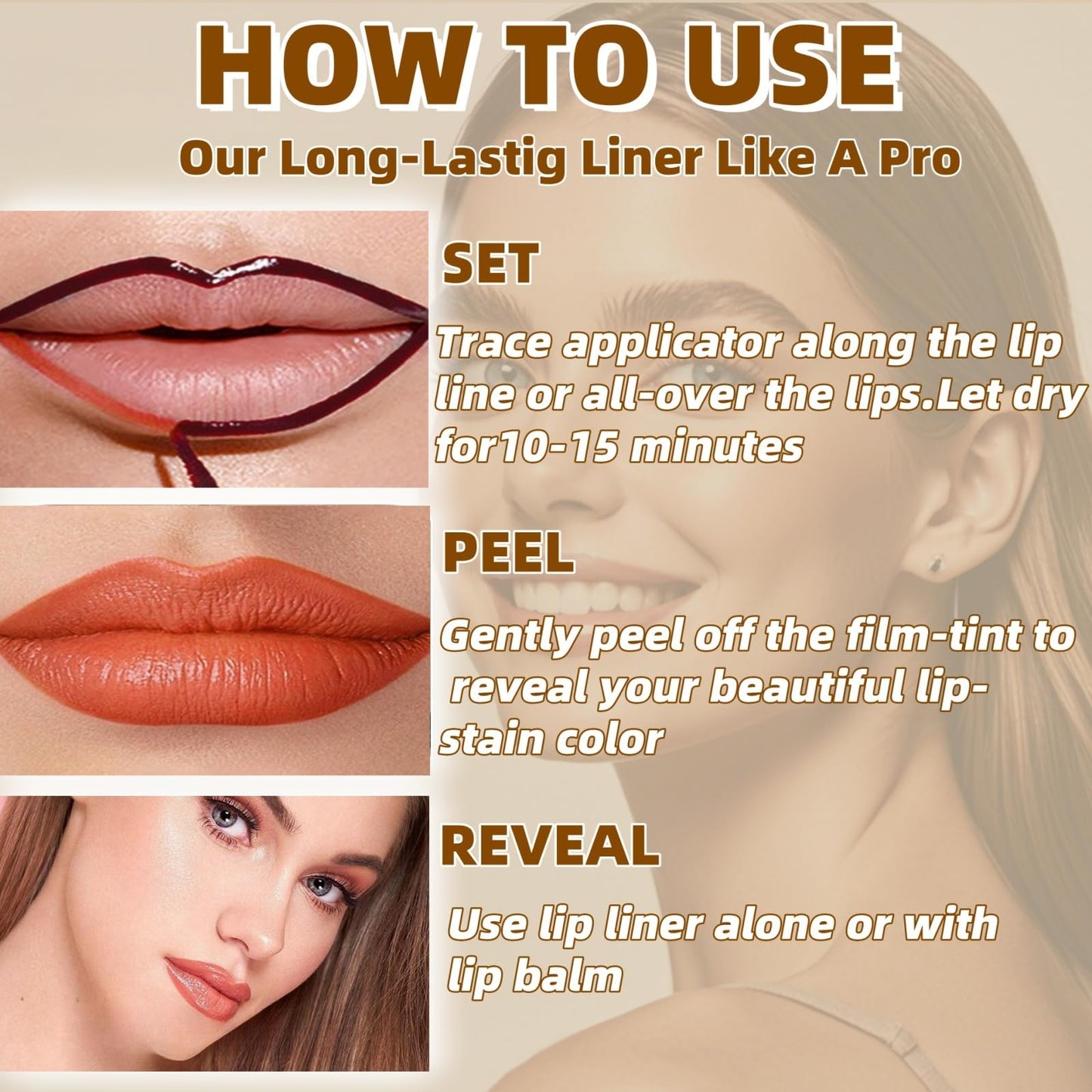 WEERSHUN Lip Liner Tattoo, 2025 New lip liner,Peel Off, Long Lasting, Lip Gloss with Clip in 8 Colors,All Day & Night Lipliner