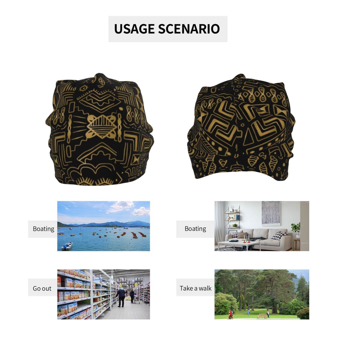 MANQINF African Slouchy Beanie Hat Unisex Warm Winter Hat Knit Beanie Skull Cap for Men Women