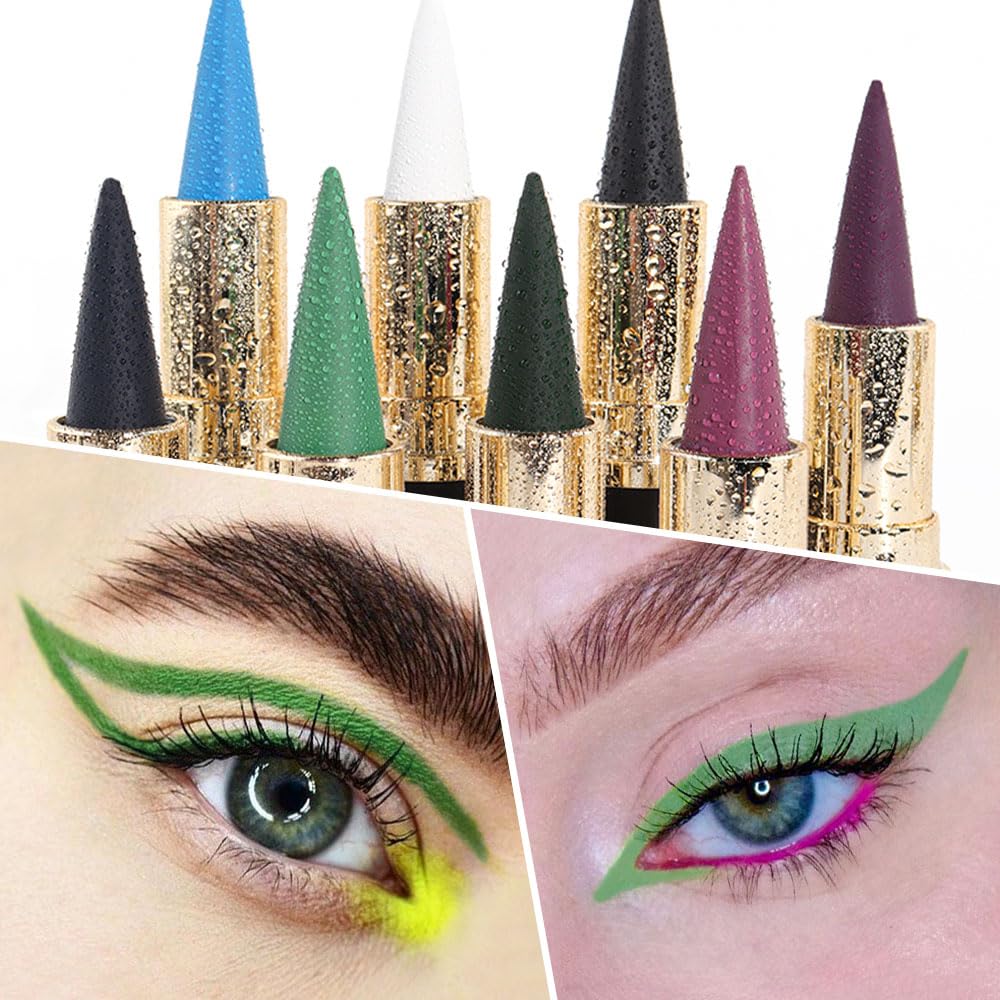 evpct 2Pcs Light Dark Green Gel Eyeliner Pencils Eye Black Face Paint Stick Lipstick Halloween Makeup Set Waterproof Smudge Proof Eyeliner Pen Crayon Smokey Eye delineador de ojos contra el agua