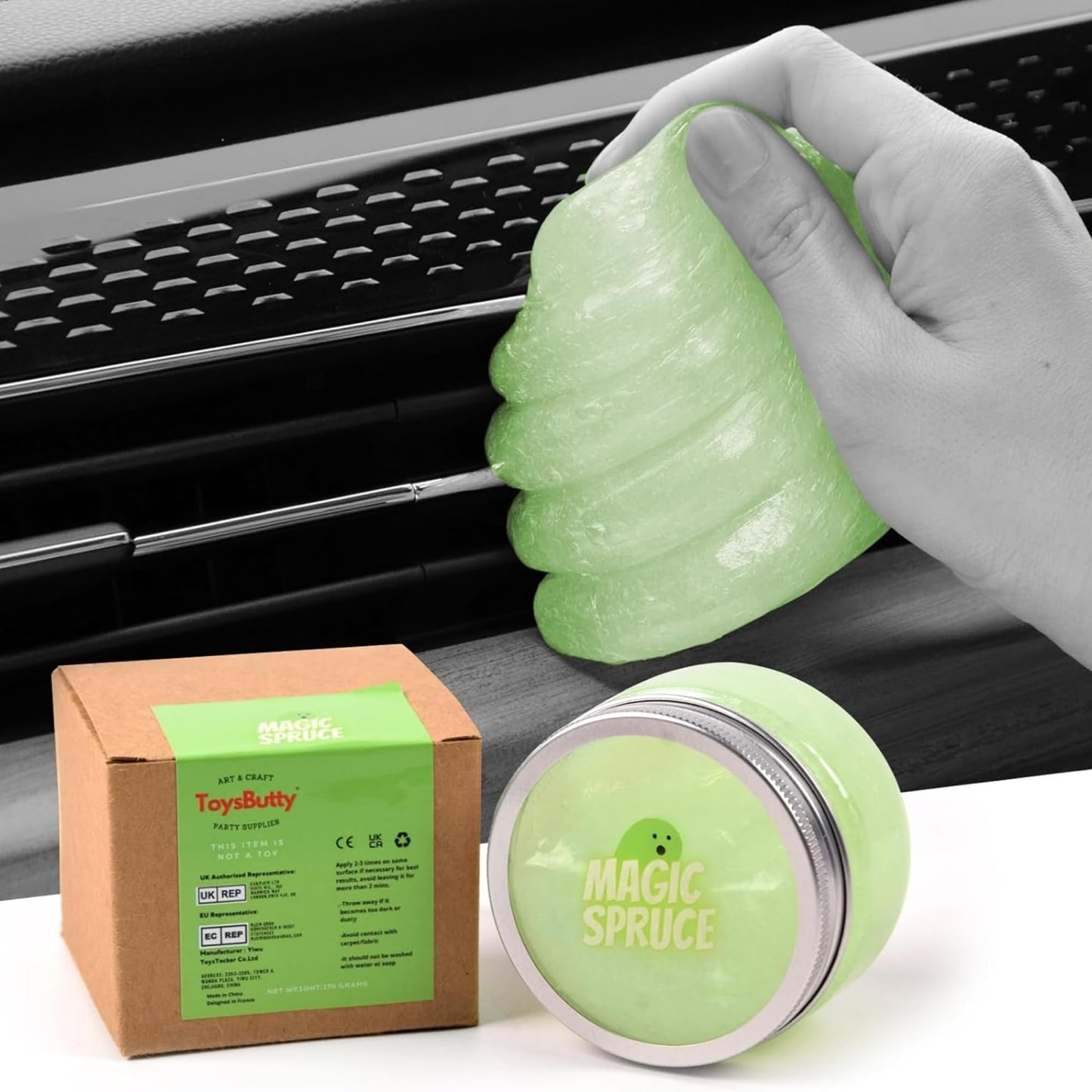MAGIC SPRUCE Car Cleaning Gel Kit for Car Interior, High End Apple Scented Cleaning Putty in Classy Jar, Detailing Cleaning Gel Universal Dust Cleaner, for Keyboard Apple Laptop, Car Cleaning Supplies