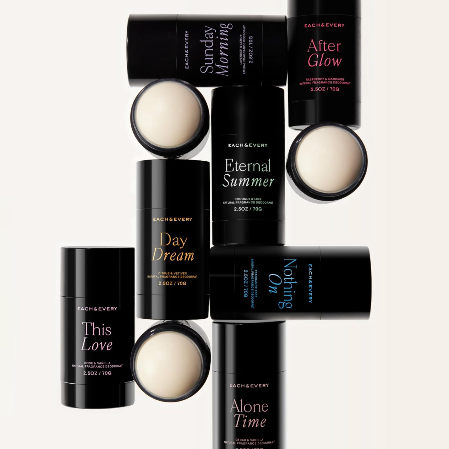 Each & Every Aluminum Free Deodorant for Men & Women, Unscented - Fragrance-Free, All Natural Deodorant for Sensitive Skin, EWG Verified - Clean, Baking Soda-Free, Plant-Based Fragrance - 2.5oz