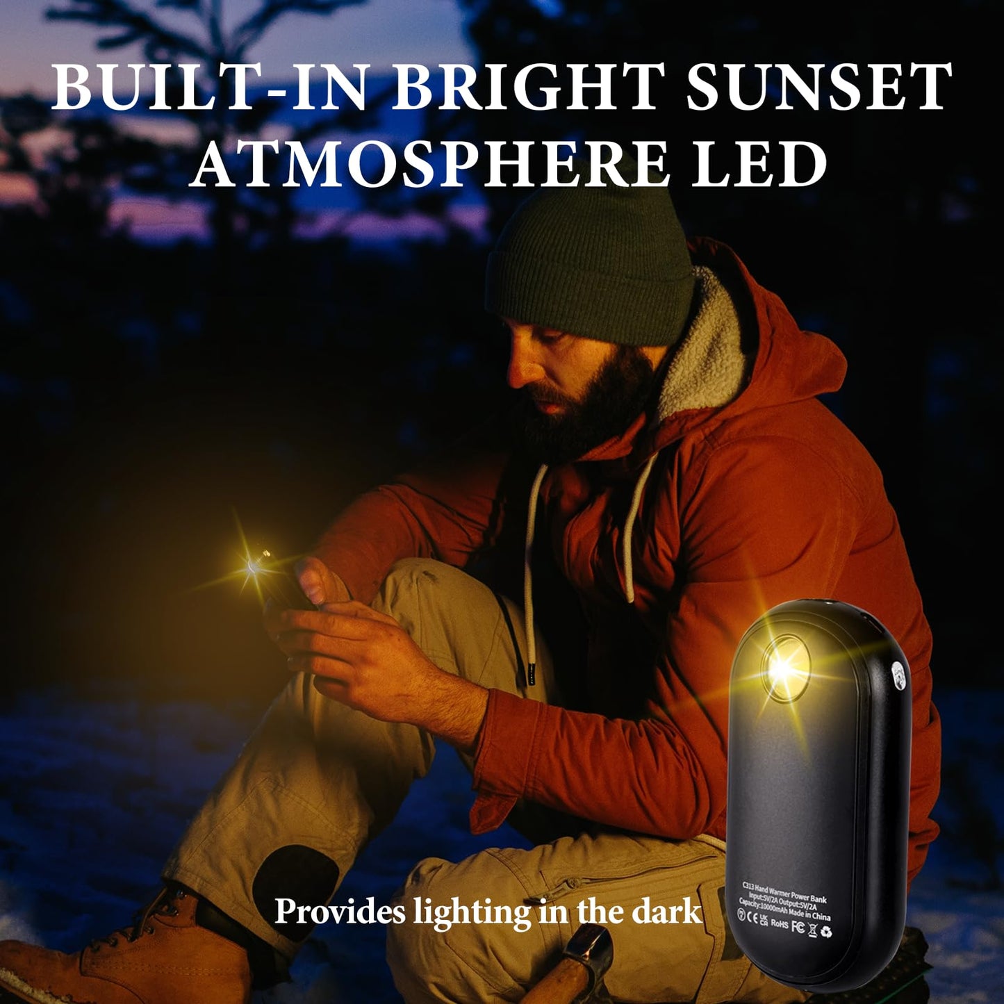 Hand Warmers Rechargeable, 10000mAh Electric Hand Warmer, 3 in 1 Dual-Sided Hand Warmers Reusable Heat Up to 140℉, Portable Hand Warmer Great Gift for Christmas Outdoors, Hunting, Camping, Women Mens