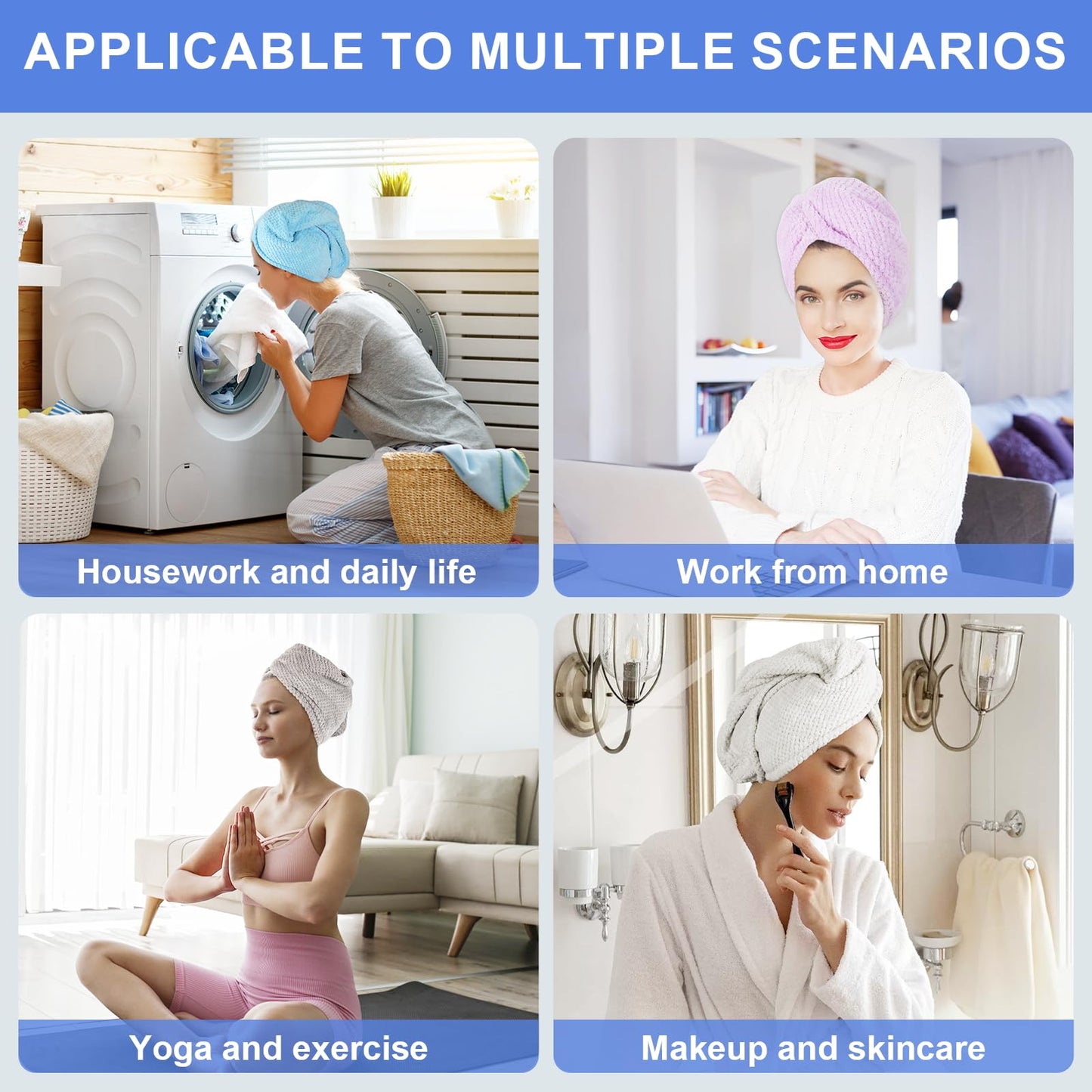 XEMGUE 5 Pack Microfiber Hair Towel, Hair Towel Wrap for Women, 5 Colors Hair Turban Towel, Hair Drying Towels, Hair Plopping Towel Curly, Head Towels Wrap, Hair Wraps for Women Wet Hair Anti Frizz