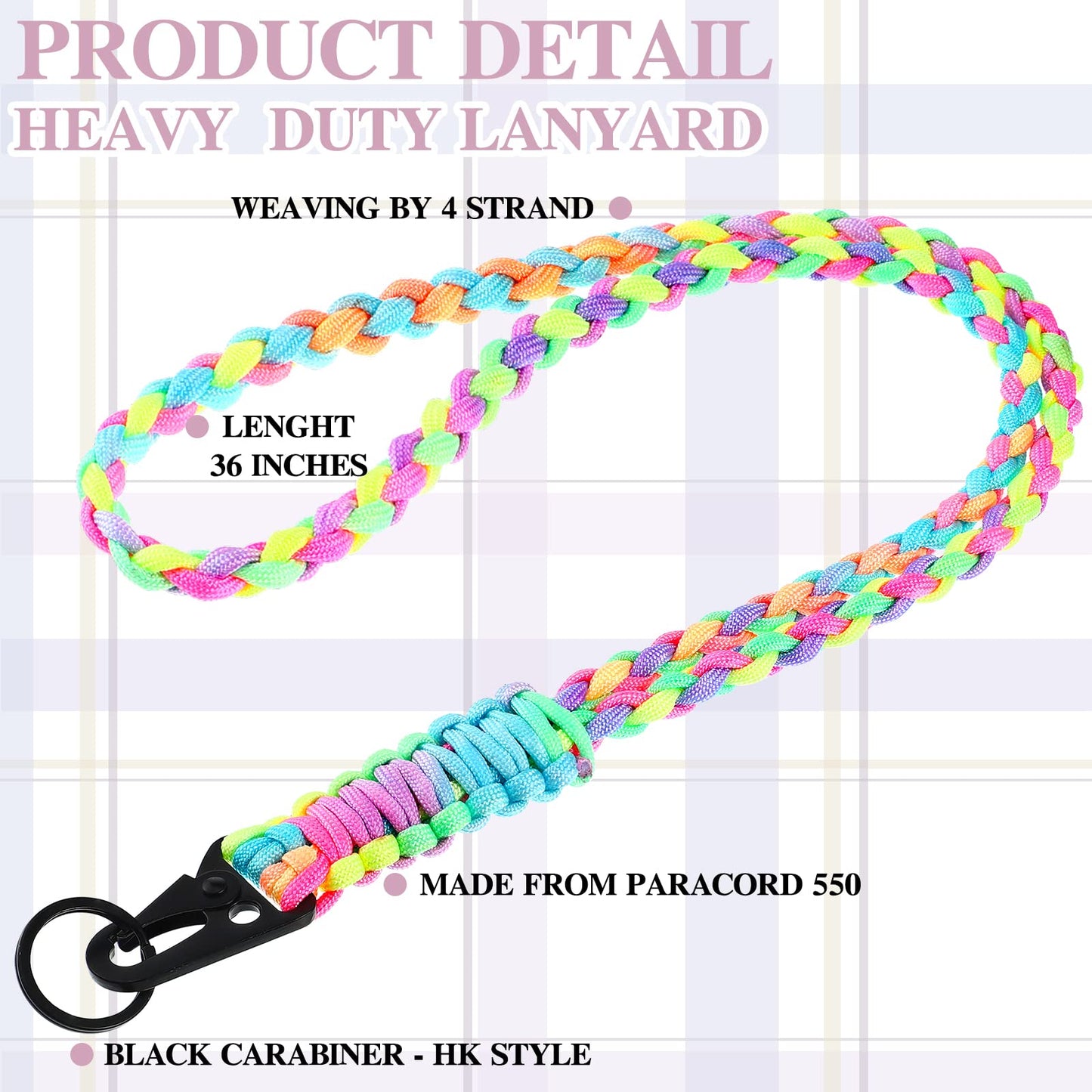 Frienda 2 Set Heavy Duty Paracord Lanyard Necklace Whistles Strap Braided 550 Keychain Lanyard for Outdoor Activities ()