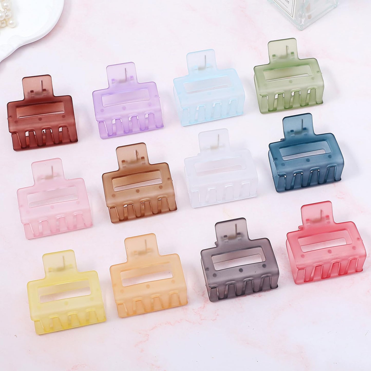 Sisiaipu 2 Inch Medium Hair Claw Clips 12 Pcs Square Hair Clips for Thin Hair Matte Nonslip Acrylic Banana Jaw Clips Bulk Hair Accessories for women and Girls- Ice Cream