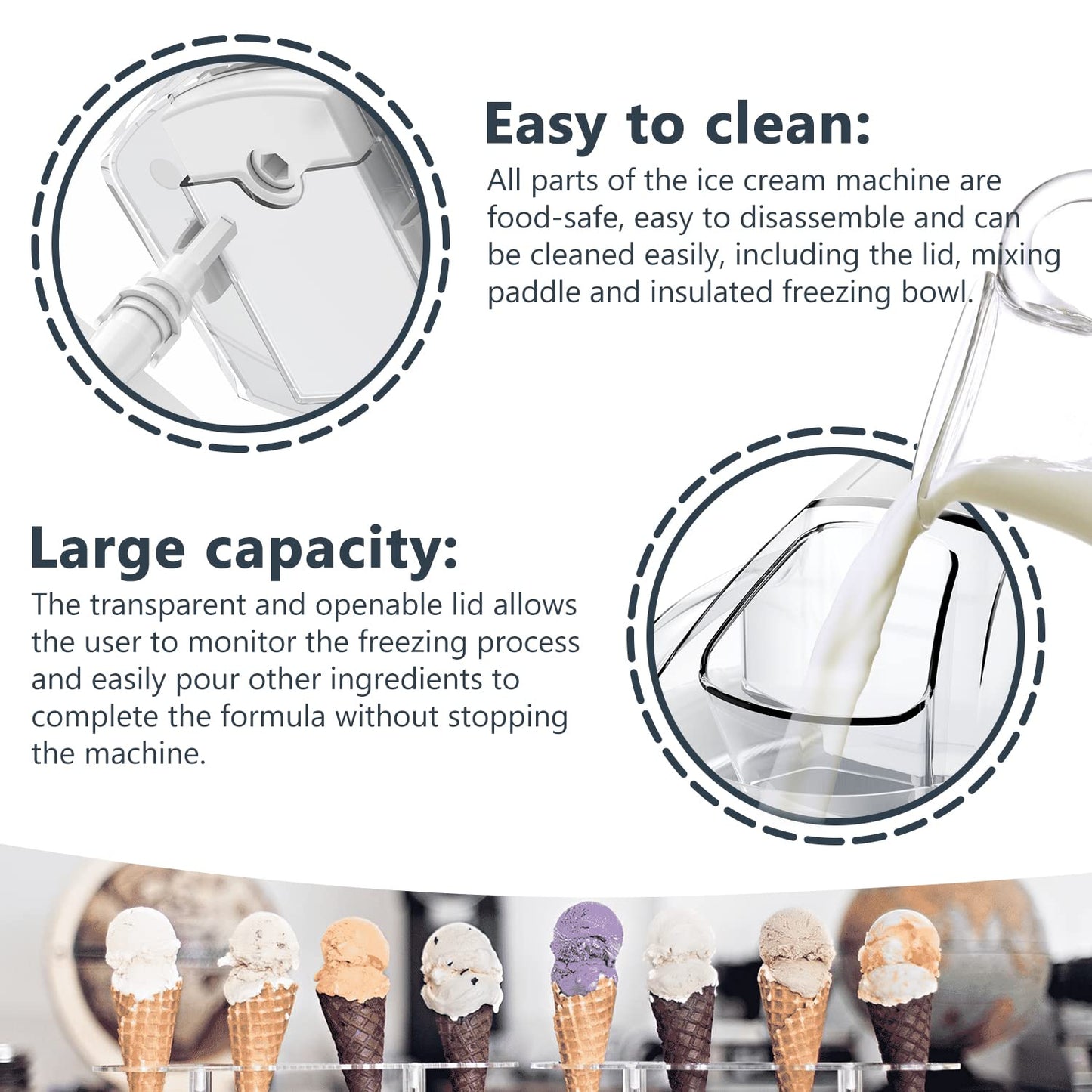 KECOOLKE Ice Cream Maker, Teacher Appreciation Gifts Electric Ice Cream Machine Soft Serve Homemade 1.5 Quart Frozen Yogurt, Sorbet, Gelato