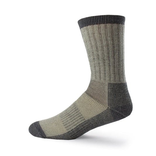 Merino Wool Crew Hiking Sock - Moisture Wicking Sock - Cushioned Sock - Gray Heather - Large