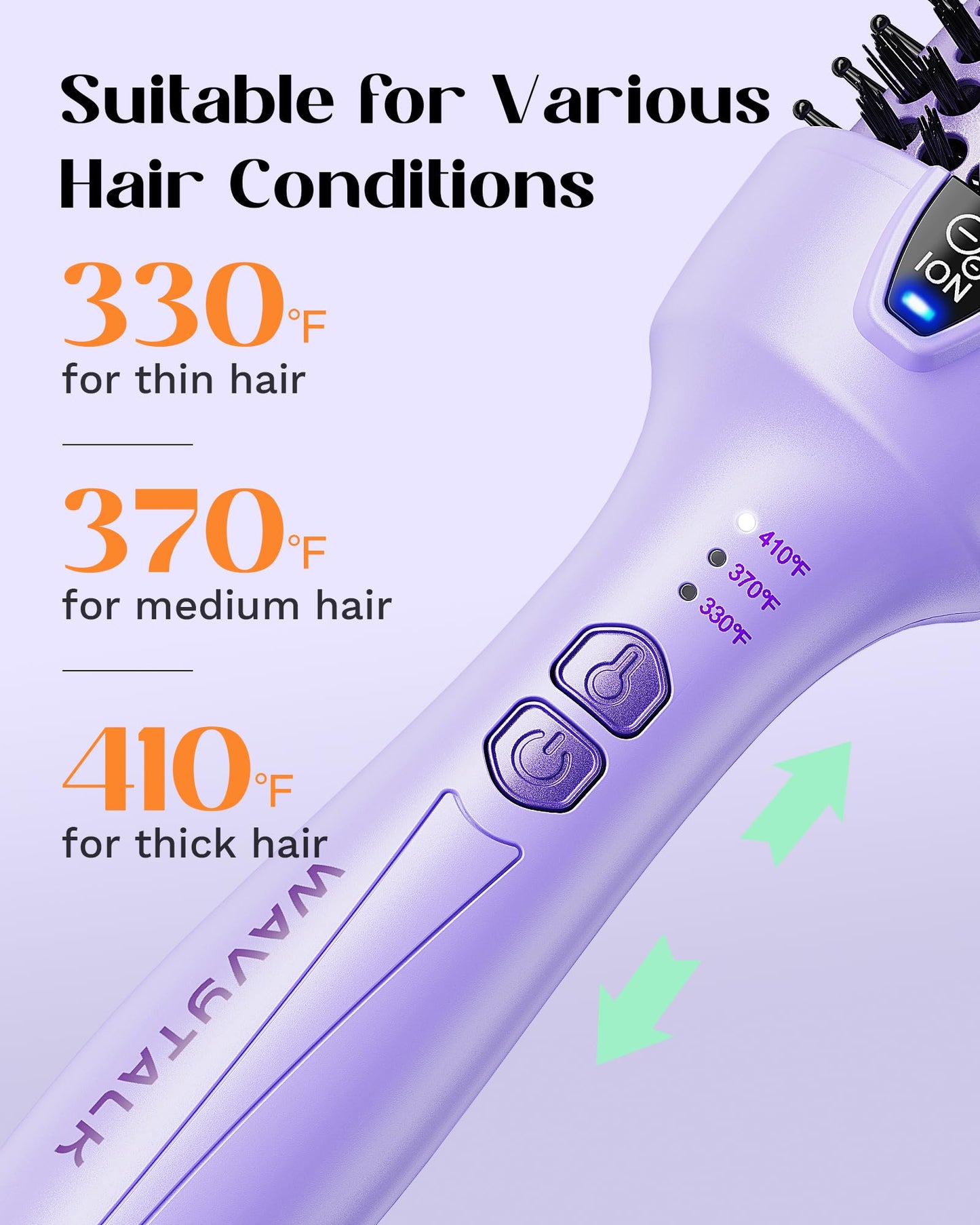 Wavytalk Updated Version Thermal Brush, Blowout Express 1.5 Inch Negative Ion Thermal Round Brush Creates Blowout Look, lonic Frizz Reduction Makes Hair Smoother (Lavender Purple)