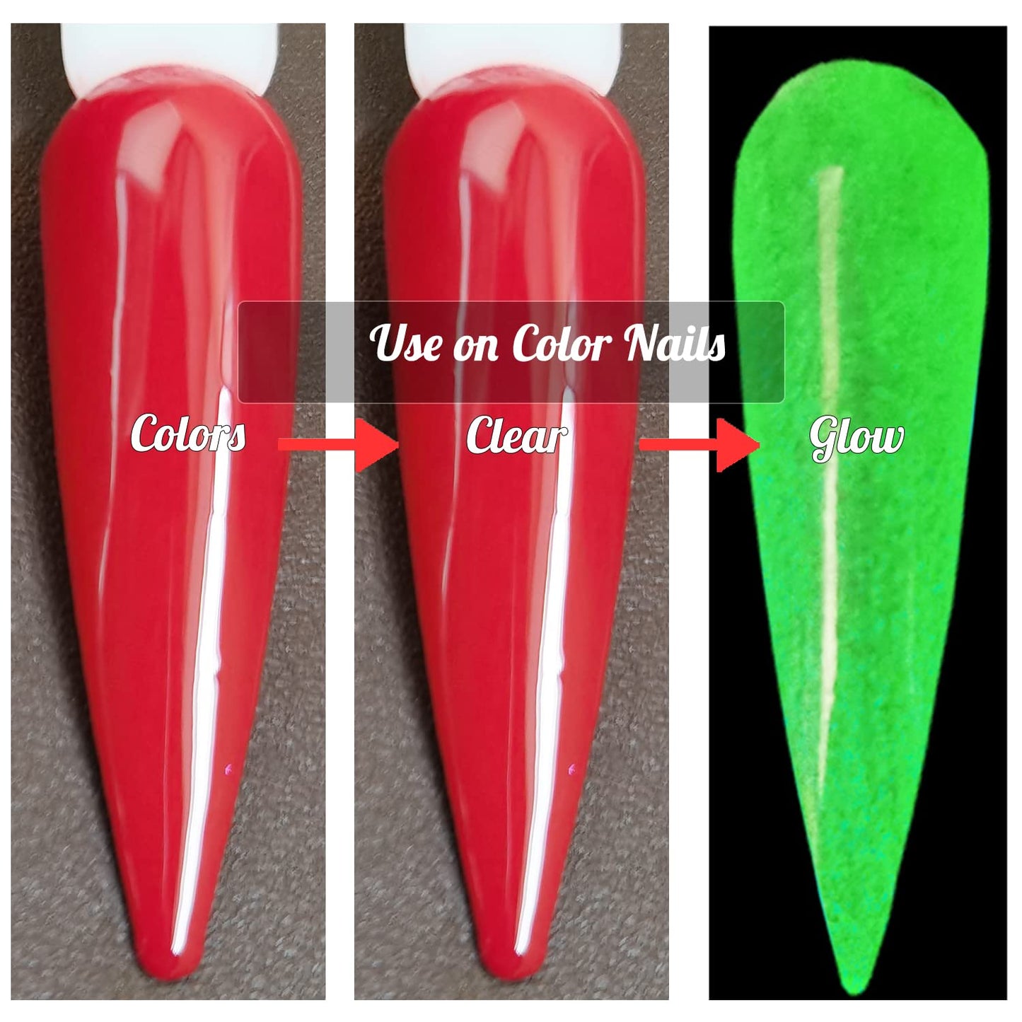 OUMISAYA Glow in the Dark Clear Nail Dip Powder 1OZ Semi Transparent Top Coat Powder for nail arts