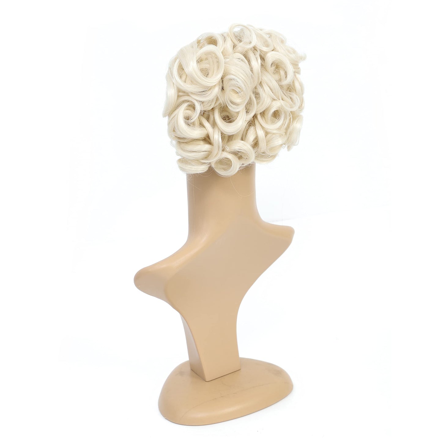 SWACC Short Messy Curly Dish Hair Bun Extension Easy Stretch hair Combs Clip in Ponytail Extension Scrunchie Chignon Tray Ponytail Hairpieces (Platinum Blonde-60#)