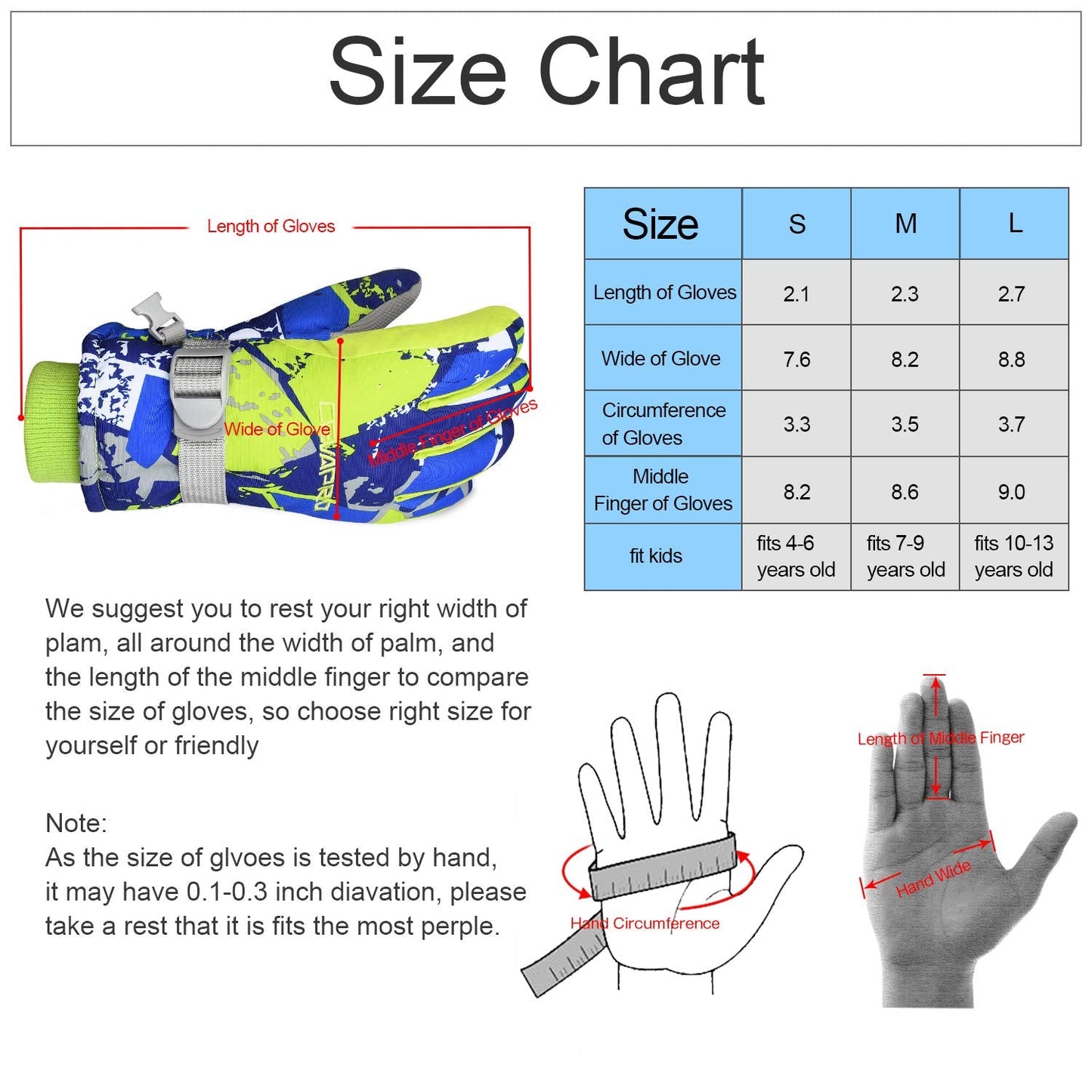 Cevapro -30℉ Waterproof Winter Kids Gloves for Boys Girls,3M Thinsulate Warm Waterproof Gloves for Cold Weather to Snow Skiing Running Hiking,Winter Thinsulate Gloves for Kids Outdoor Sports