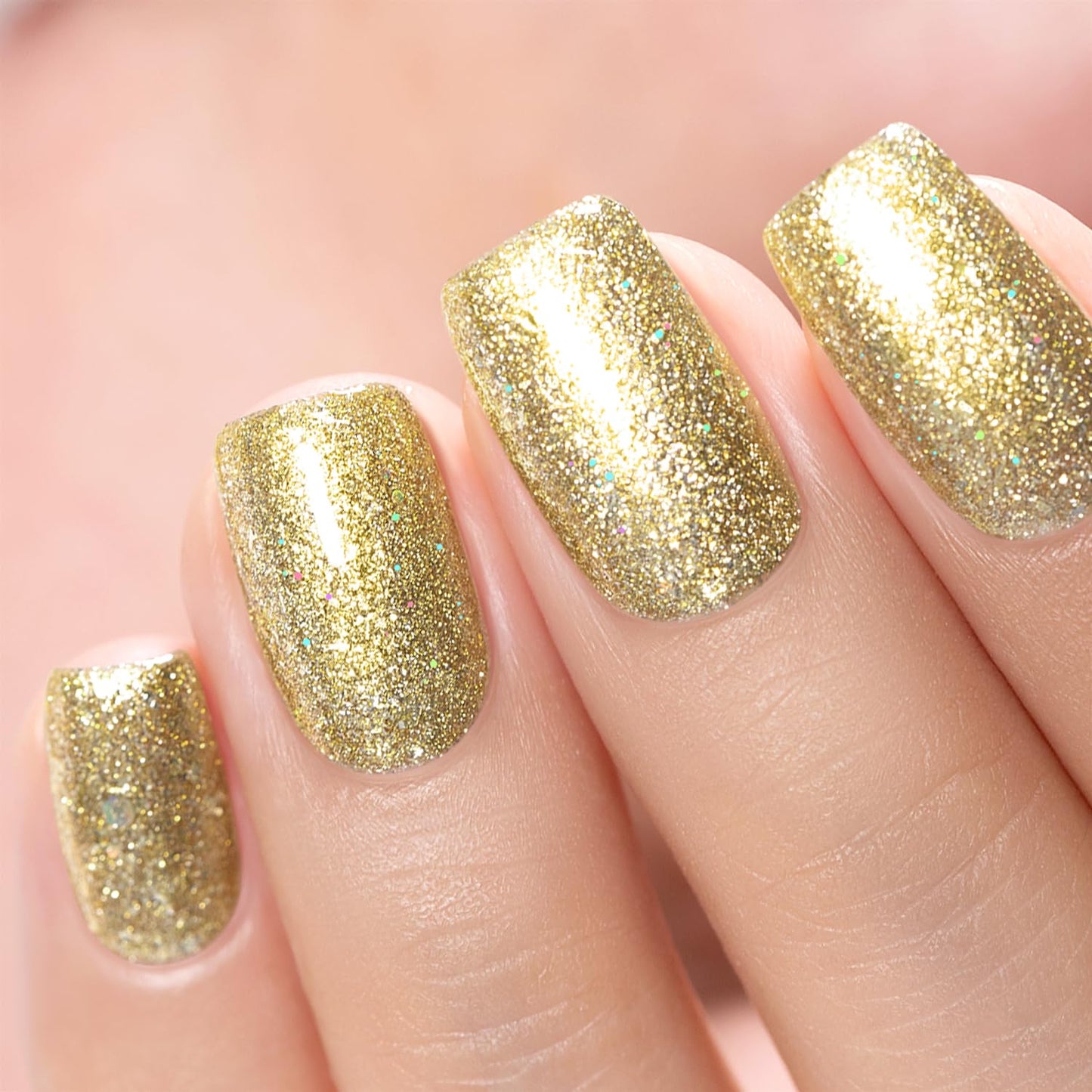 RARJSM Glitter Gel Nail Polish Platinum Gold Metallic Light Gold Iridescent Rainbow Shimmer Flakes Gel Polish Sparkly Chunky Pigments Soak off Led UV Curing Required for Home Salon Manicure Christmas