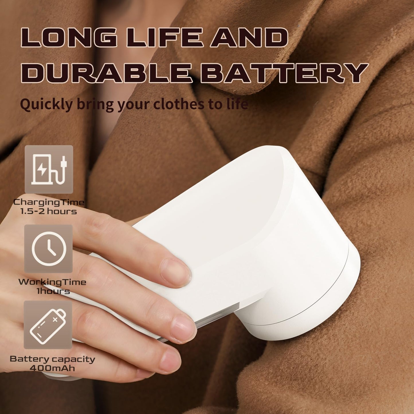 Fabric Shaver, Lint Remover for Clothes, Effectively and Quickly Remove Pills, Sweater Shaver with Stainless Steel Remove Clothes Fuzz, Lint Balls, Pills, Bobbles White