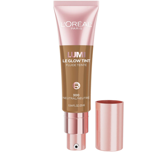 L’Oréal Paris Lumi Le Glow Skin Tint, Lightweight Water-Based Tinted Serum with Foundation-Like Coverage, Glow Illuminator, Neutral 300, 0.85 Fl Oz