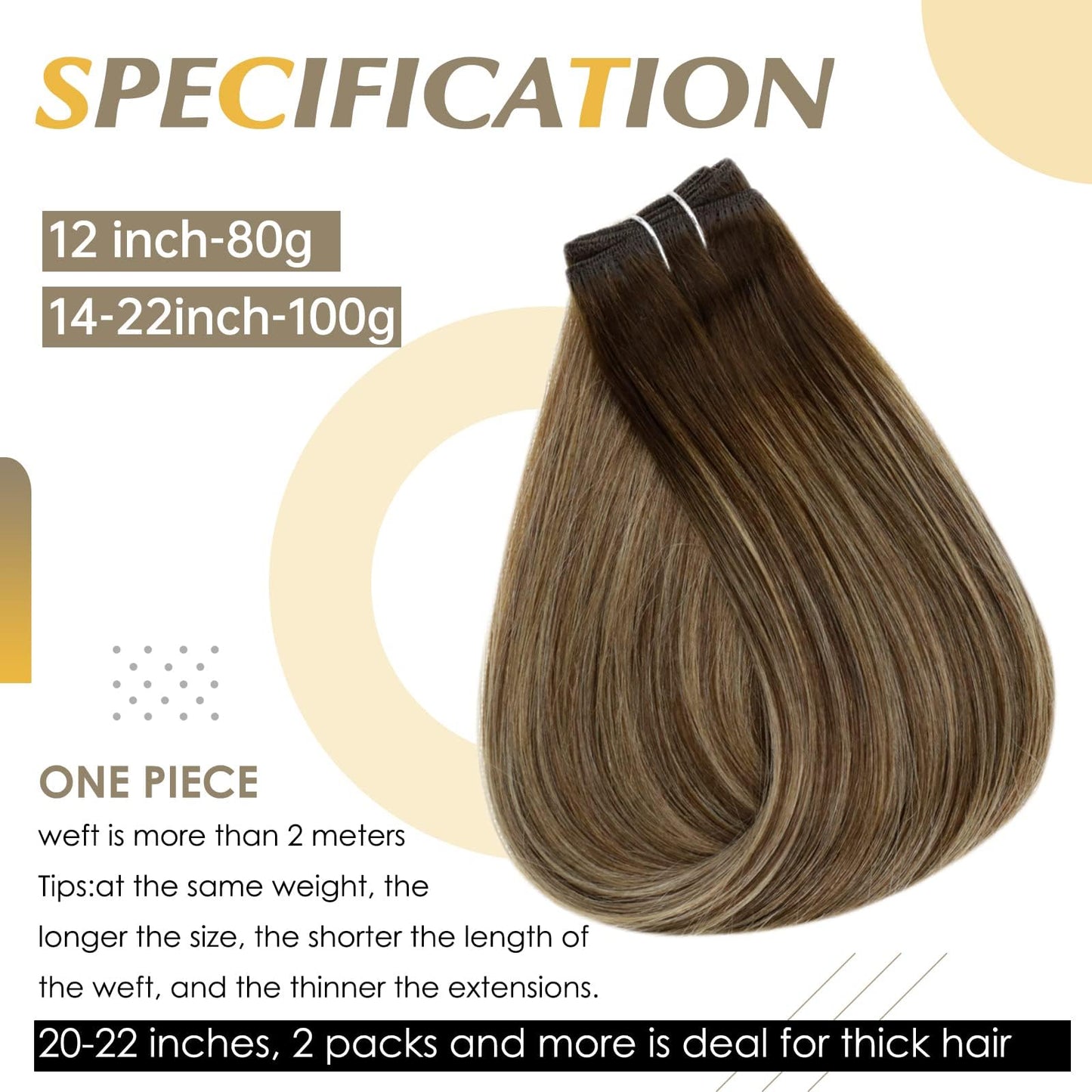 Full Shine Weft Hair Extensions Human Hair 12 Inch Weft Sew in Hair Extensions Real Human Hair 80G Color Medium Brown To Honey Blonde Mix Medium Brown Weft Ombre Brown Silky Straight Human Hair