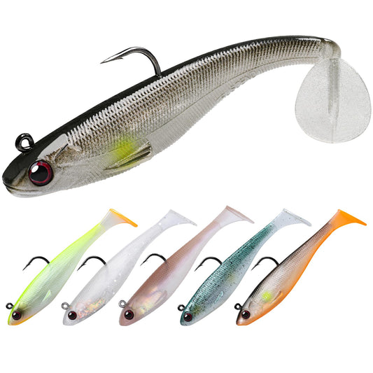 TRUSCEND Power Soft Fishing Lures Pre-Rigged BKK Hook, Japan Formula, Slow Sinking, Swimming, Jerking, Freshwater or Saltwater Swimmer for Bass Trout Pike Fishing, B-2.8in,6PCS