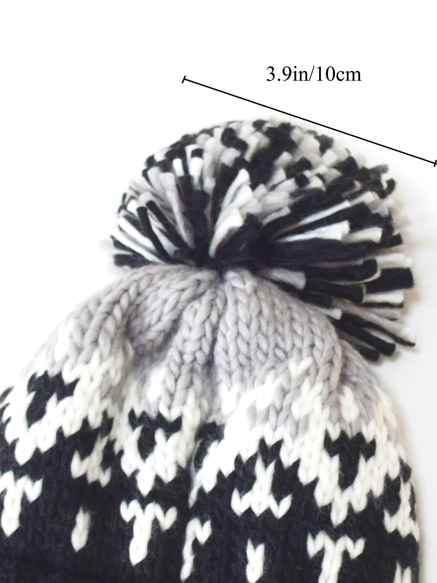 AICHUAN Winter Knit Beanie Hat with Pom Pom Vintage Woolen Warm Hat for Women Soft Stretch Ski Cap Black