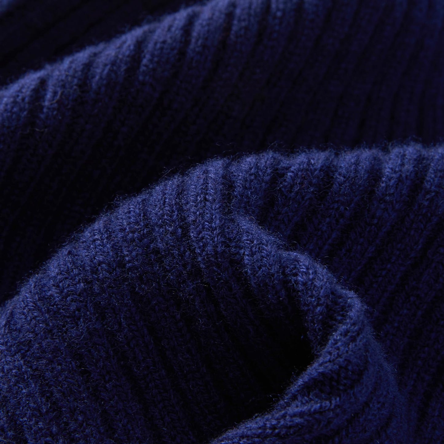 FUQILA 100% Merino Wool Fisherman Beanie Hat, Unisex Warm Winter Hats, Soft Breathable & Cozy Stretchy Knitted Short Cuffed Cap (Dark Blue)