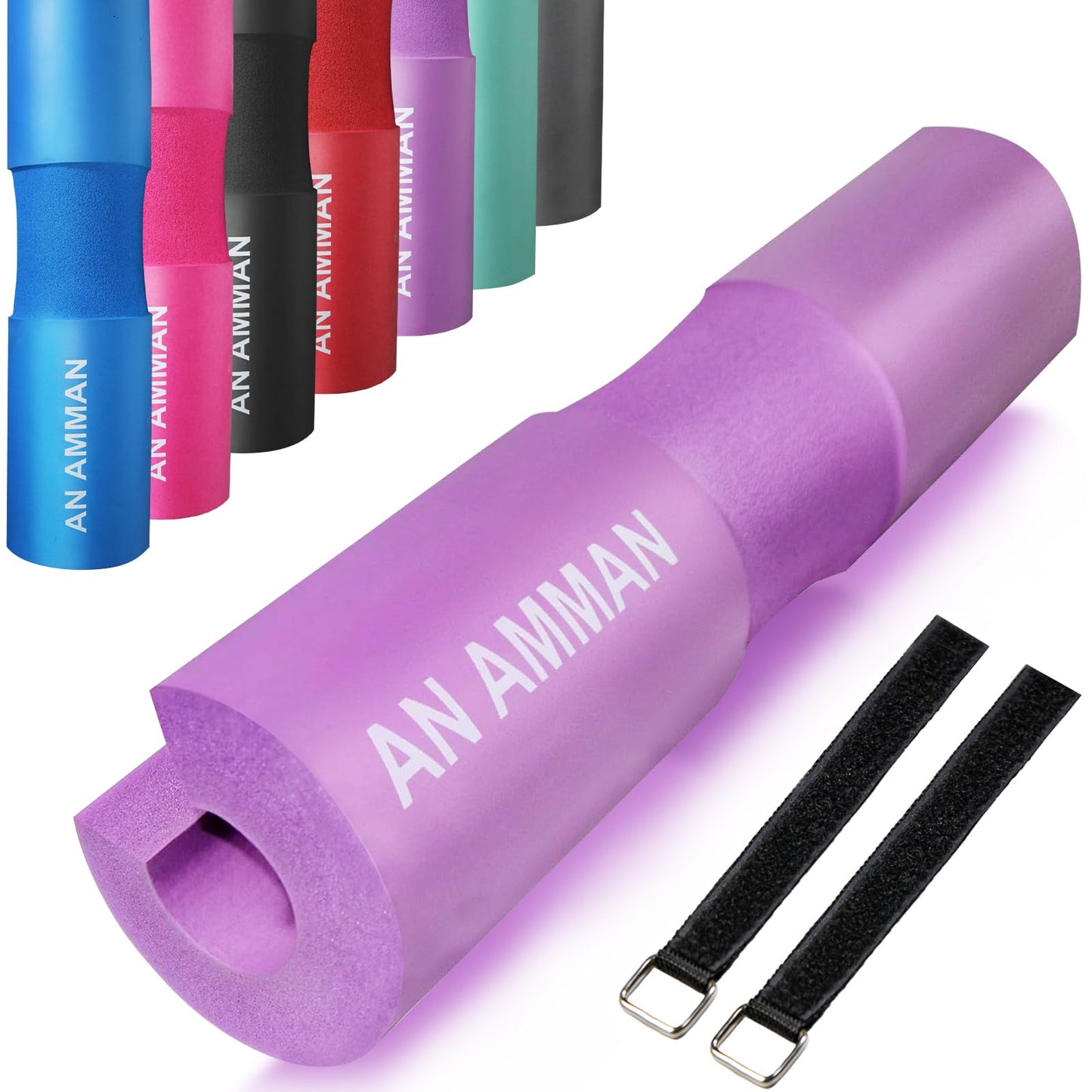 AN AMMAN Barbell Pad Perfect for Squat, Hip Thrust - Relieves Neck and Shoulder Pain Thick Foam Cushion - Gym Workout Smith Machine Thruster Weightlifting Purple