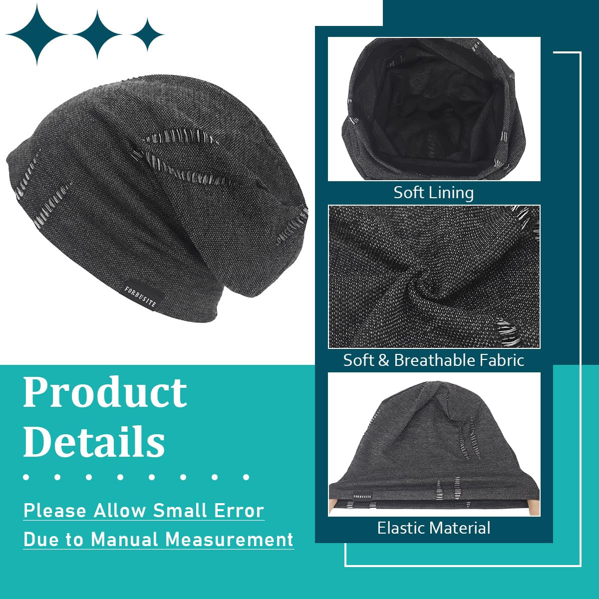 Ruphedy Men Summer Slouchy Beanie Long Baggy Thin Lightweight Skull Cap B011h (B402-Grey)