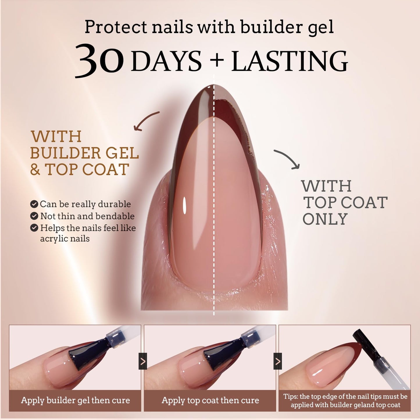 BTArtboxnails XCOATTIPS Press on Nails - French Tip Press on Nails, Fake Nails Short Square Nail Tips, Skin Tones Soft Gel Material Acrylic False Nails Gift for DIY at Home