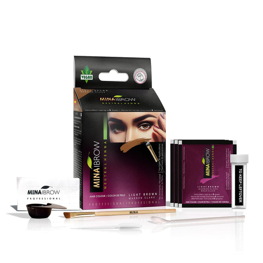 MinaiBrow Instant Hair Dye Kit Light Brown | Natural Spot Coloring Tinting Powder, Water & Smudge Proof | 100% Grey Coverage Upto 30 Applications