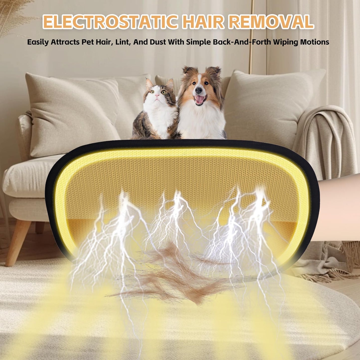 CNWDTLS Electrostatic Pet Hair Remover Glove-Furniture/Couch/Carpet/Car Seat Hair Removal, Efficient Pet Grooming Glove for Dogs & Cats, Washable Reusable Static Removal Gloves for Pet Hair