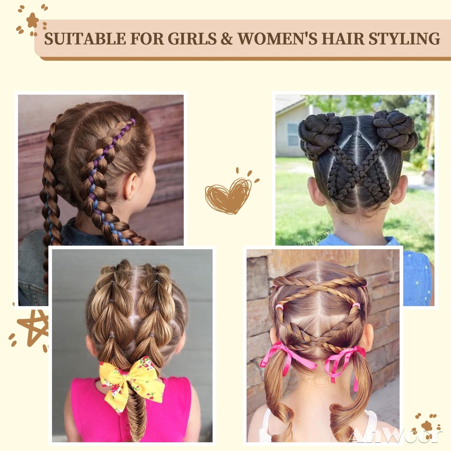 5 Pack Hair Wax Stick, Slick Back Hair Brush, Fly Away Stick for Hair - Hair Bun Smoothing Accessories Styling Gifts Stuff for Kids, Girls and Women