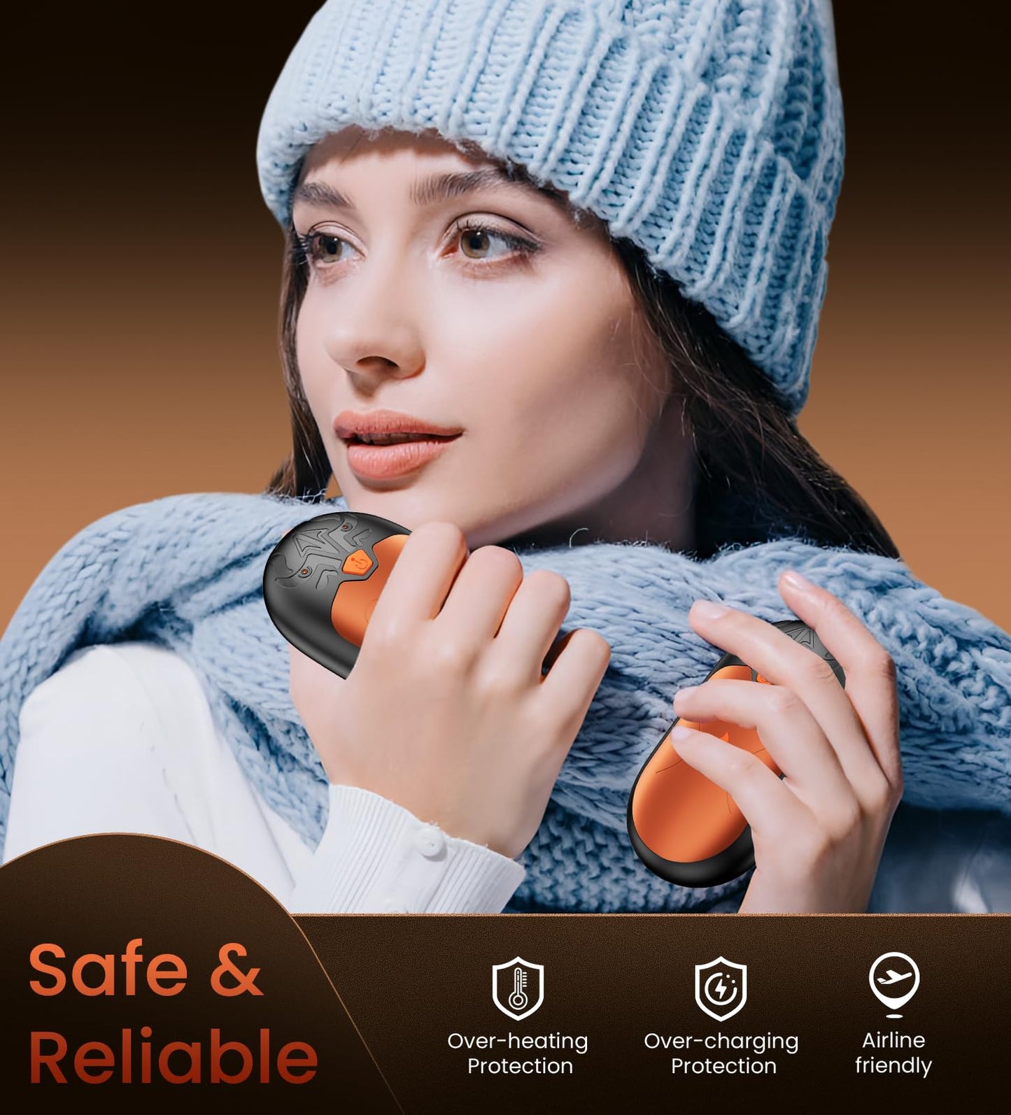 8000mAh Rechargeable Hand Warmers 2 Pack, 24Hrs Long Heating Electric Hand Warmers, Magnetic Portable Handwarmers with 3 Heat Settings, Gifts for Men, Women, Camping, Hunting, Golf, Football