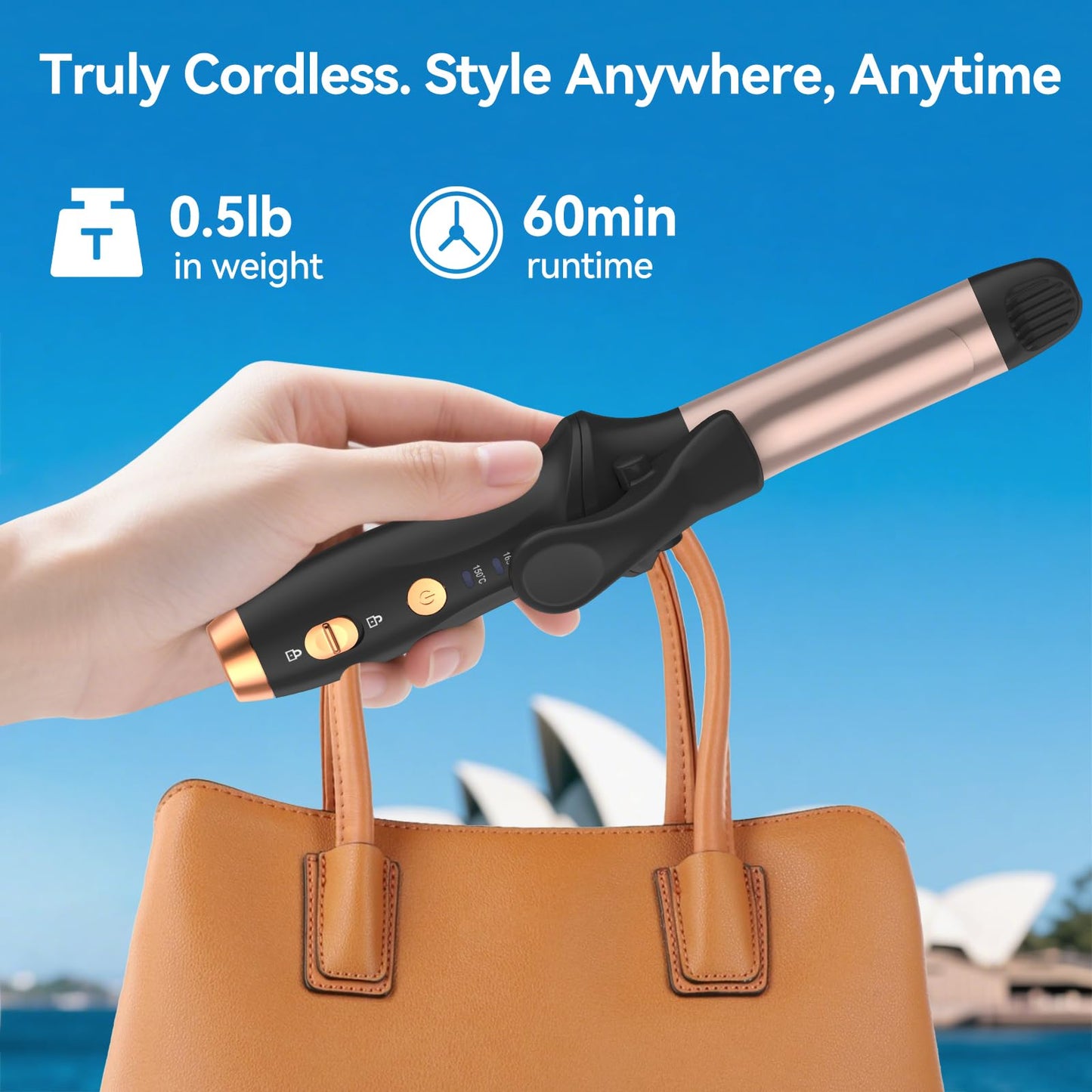 Cordless Curling Iron Hair Curler: Mini USB Rechargeable 4000 mAh 3 Temp Setting Travel Portable Hair Curler with 200 Million Negative Ion Cordless Curling Iron