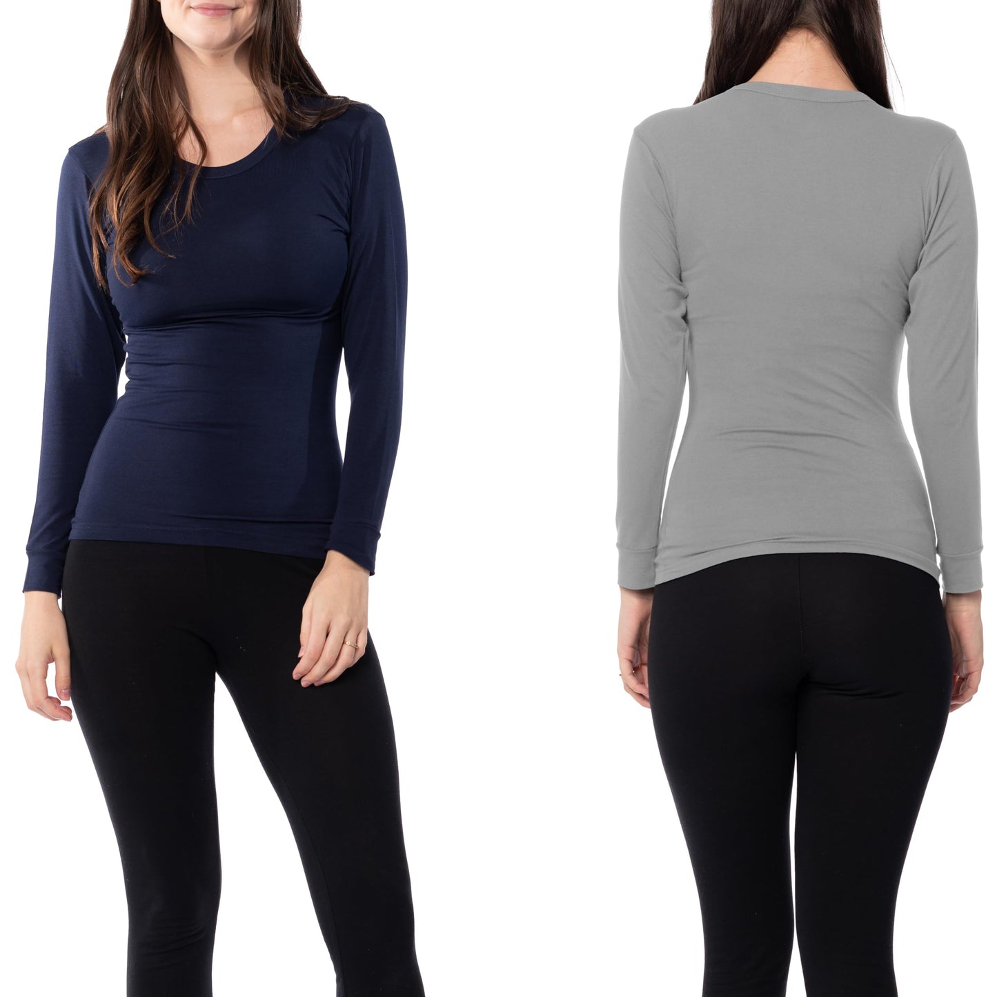 Womens Ultra Soft Midweight Baselayer Top | All Season Thermal Scoop Neck Long Sleeve Shirt | Multi Packs