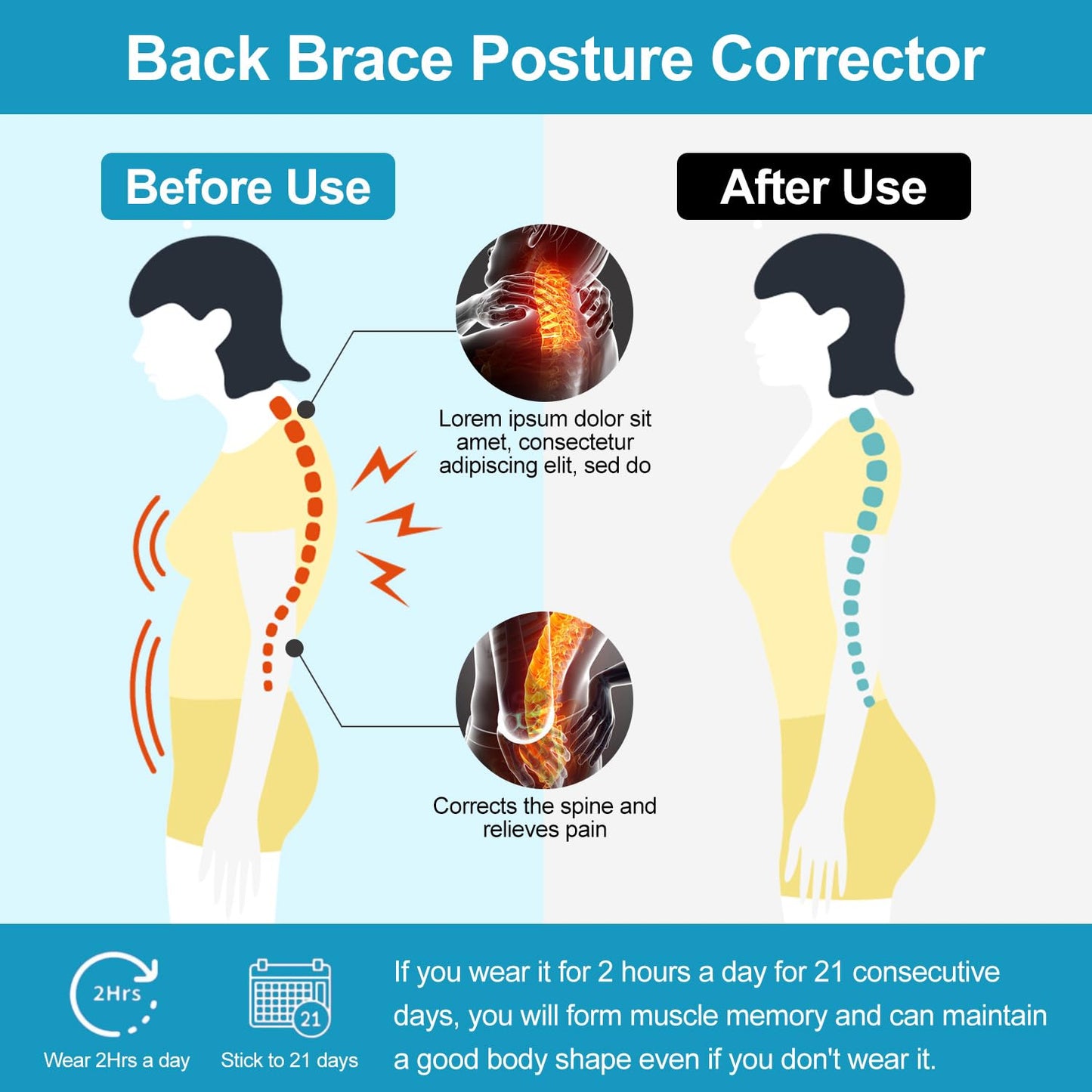 HYTAMY Posture Corrector for Men and Women - Adjustable Upper Back Brace, Breathable Back Corrector, Providing Pain Relief from Bad Posture, Waist, Neck, Shoulder, Clavicle, Back Pain (Medium)