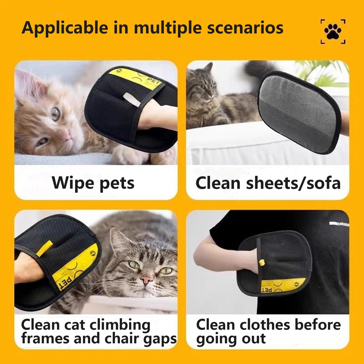 2 PCS Pet Hair Removal Glove, 2025 Upgrade Double Sided Grooming Glove, Reusable Cat Dog Grooming Gloves Pet Hair Remover Electrostatic Gloves for Washing, Deshedding, Grooming