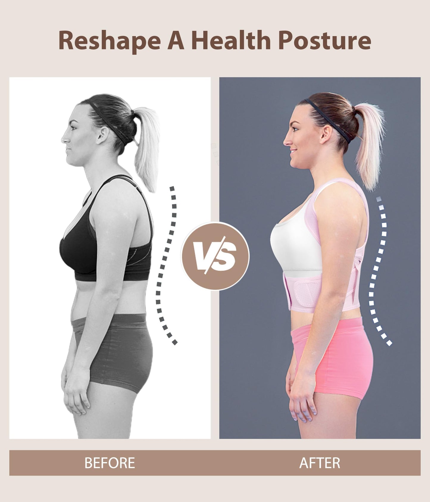 URSEXYLY Posture Corrector for Women Adjustable Upper Back Brace Posture Support Back Straightener Pain Relief(M/L,Pink)