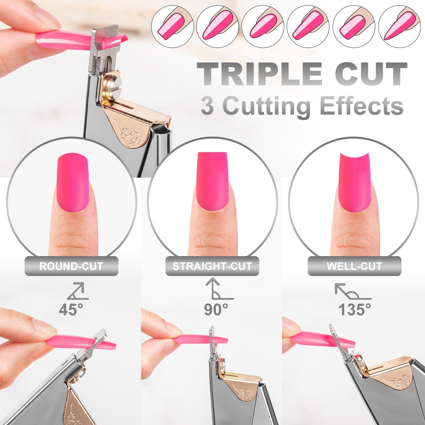 Silver Premium Nail Clippers with Magnets Sizers for Acrylic Nails, Artificial Fake Nail False Nail Tip Cutter Trimmer Manicure Pedicure Sharp Blade Clip Tool for Salon Home Art Beauty