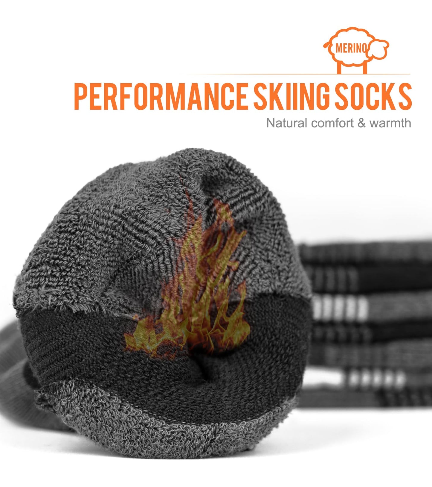 KEECOW Merino Wool Ski Socks for Men & Women 2 Pairs, Thermal Warm Socks for Winter Snowboarding Hunting Outdoor - Knee-high (US, Alpha, Large, Regular, Regular, Black)