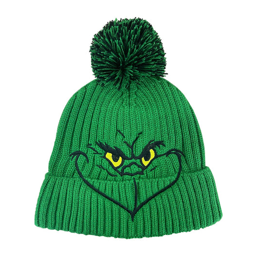 The Grinchmas Christmas Beanies Hats Men Women, Christmas Beanies Green Hat Slouchy Warm Cap Big Face Hats for Men and Women (US, Numeric, 5 1/8, Standard, Green)