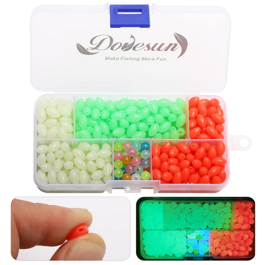 Dovesun Soft Rubber Fishing Beads Fishing Accessories Fishing Bait Eggs Oval Luminous Fishing Beads with Fishing Tackle-Box 0.23 * 0,39in(410pcs)