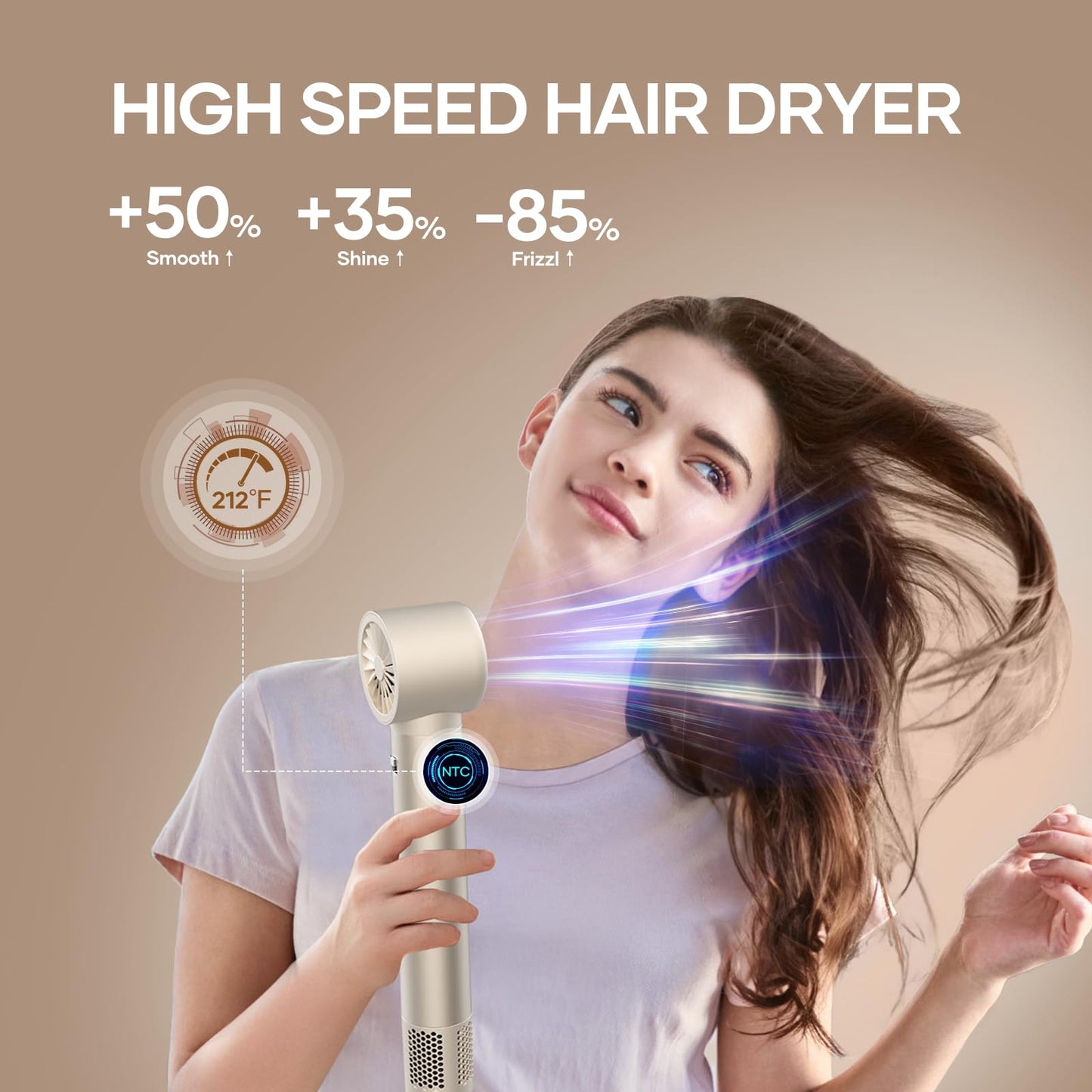 Hair Dryer Brush TECHMERI 6 in 1 Blow Dryer Brush Ions, Detachable Hair Styler Tools, Auto Wrap Curler, Hot Air Brush for Drying, Straightening and Volumizing, High Speed